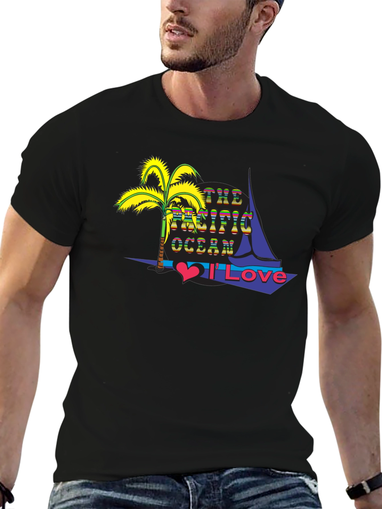 Pacific Ocean Lover Black T-Shirt