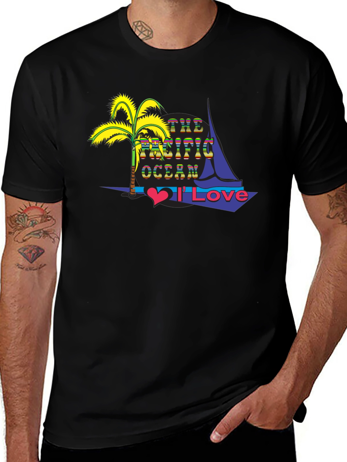 Pacific Ocean Lover Black T-Shirt