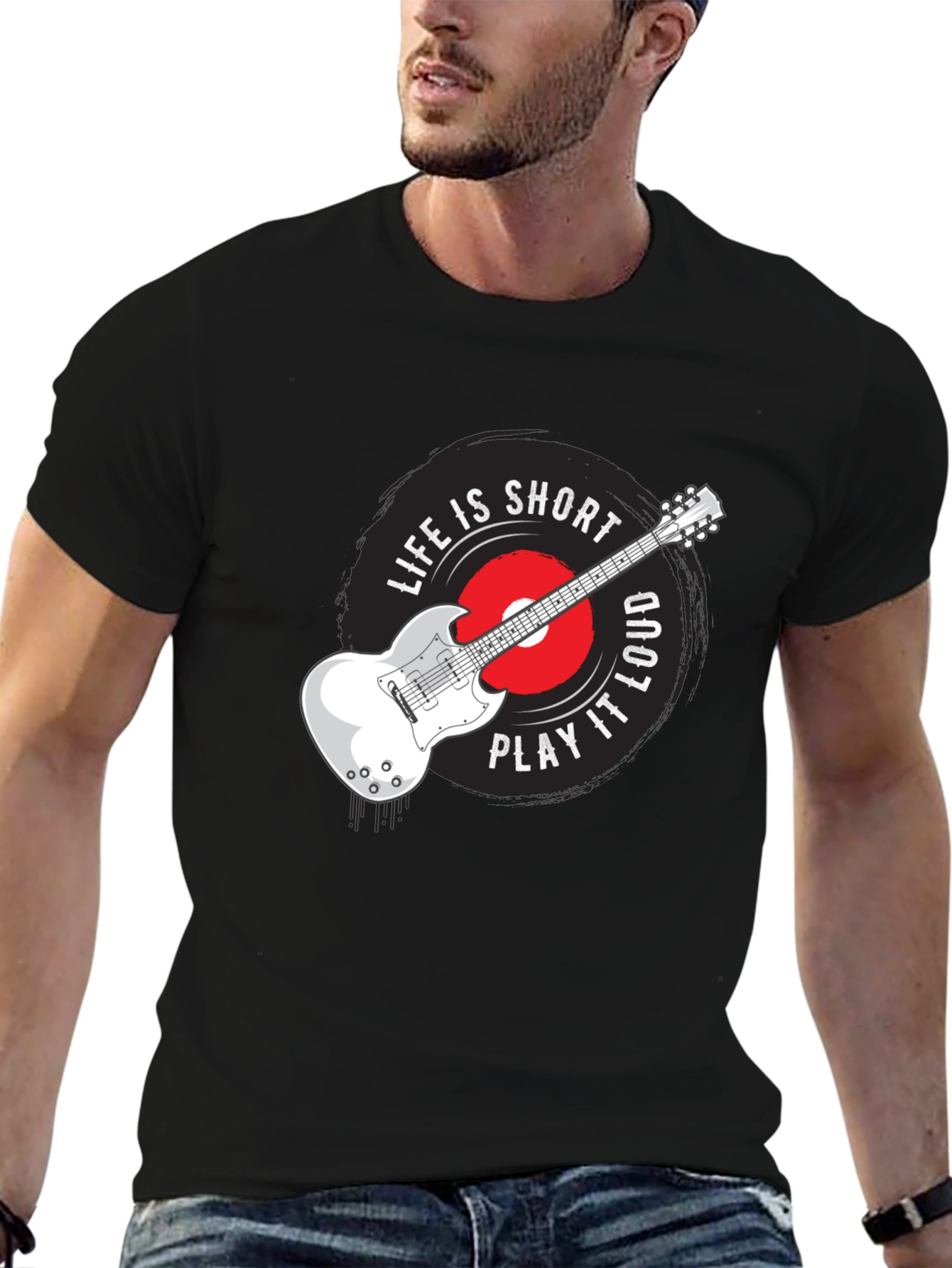 Life Is Short Play It Loud Guitar T-Shirt