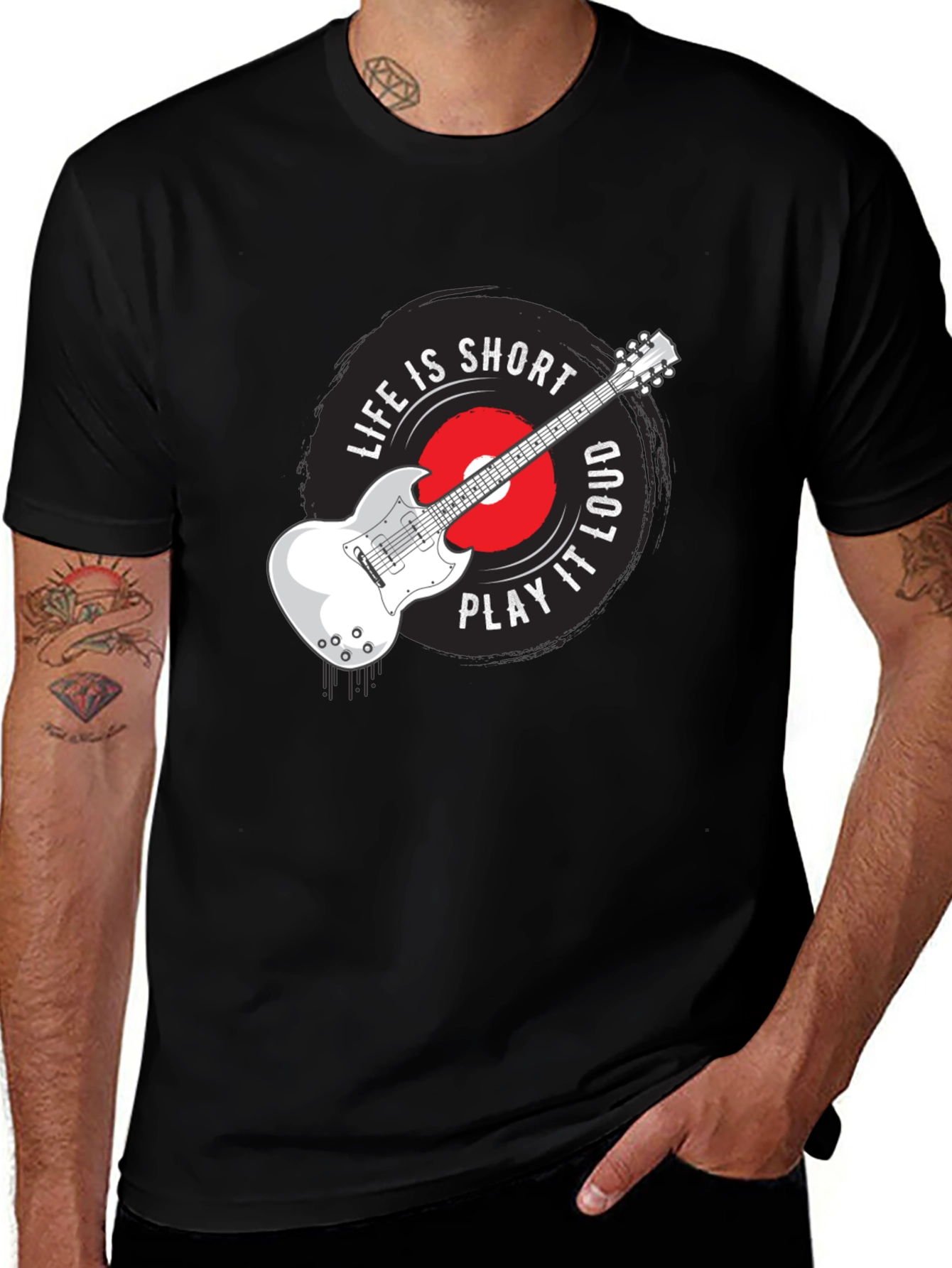 Life Is Short Play It Loud Guitar T-Shirt