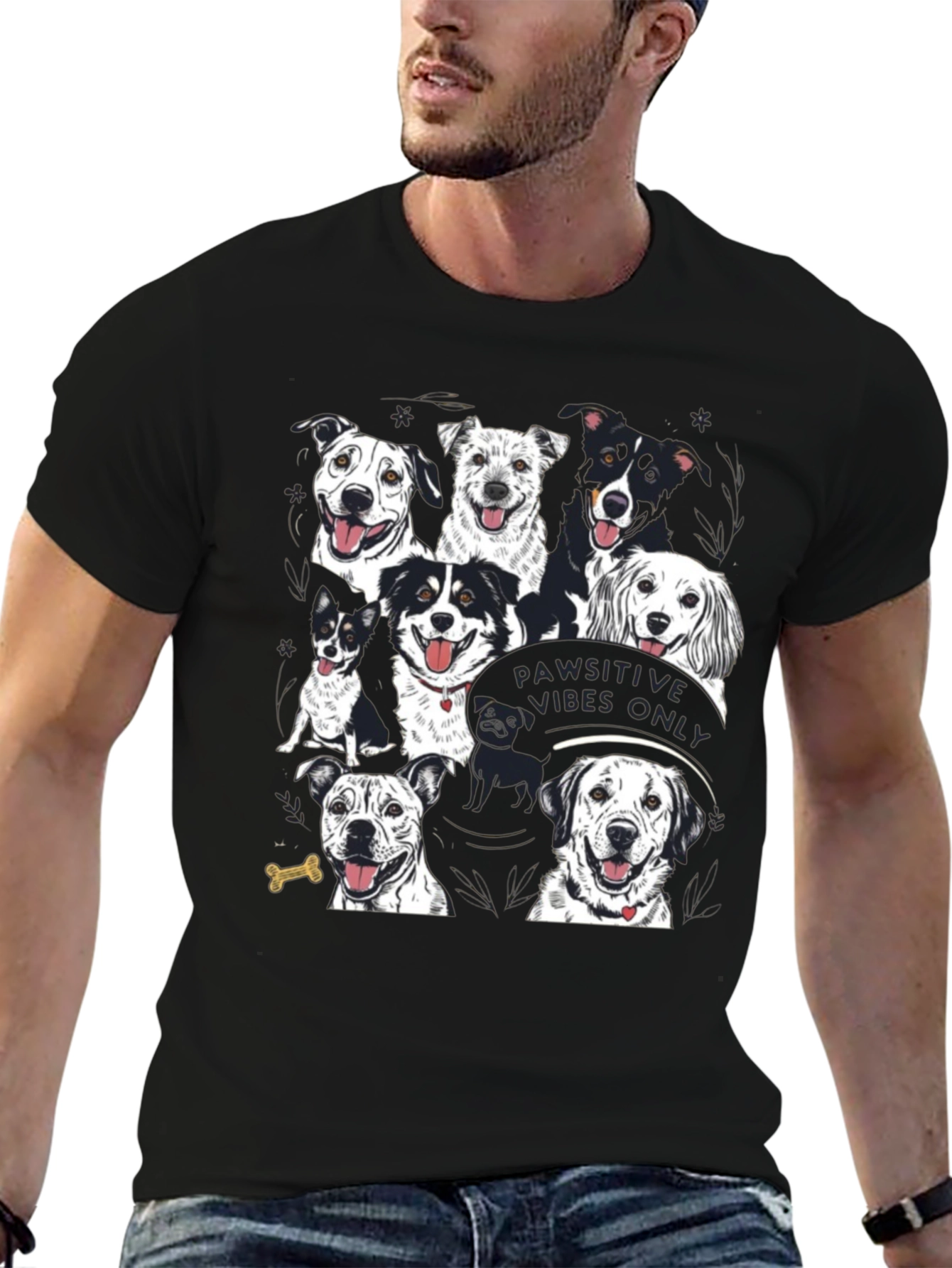 Pawsitive Vibes Only Dog Graphic T-Shirt