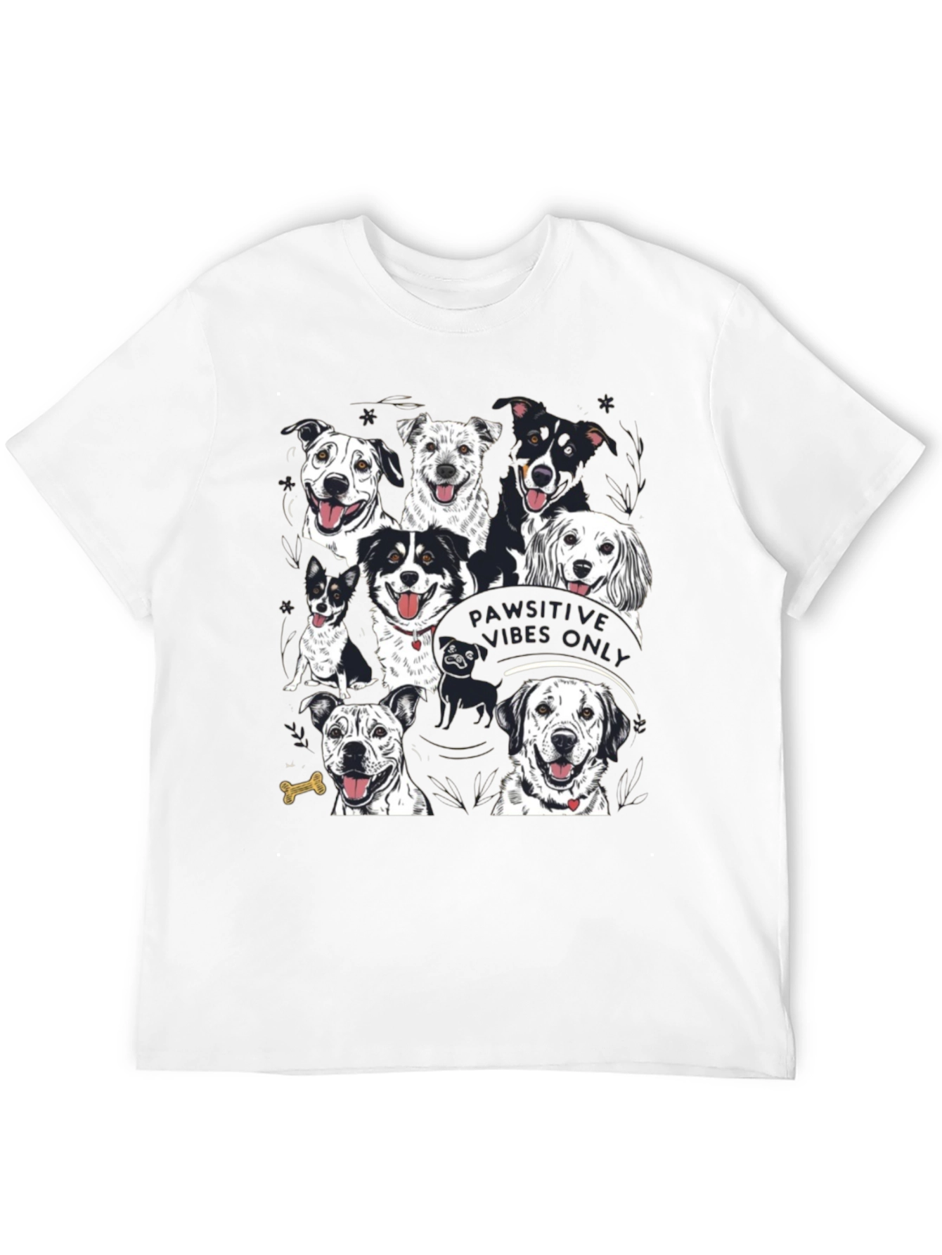 Pawsitive Vibes Only Dog Graphic T-Shirt