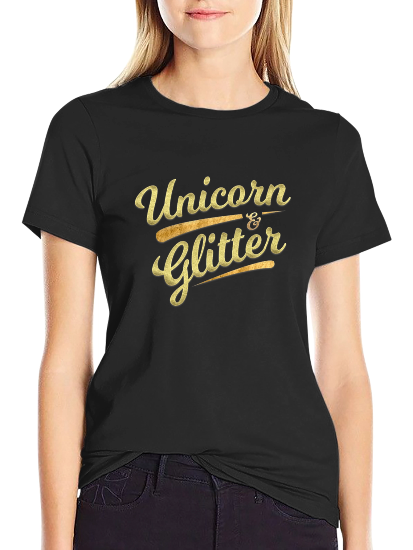 Unicorn & Glitter Black Graphic Tee