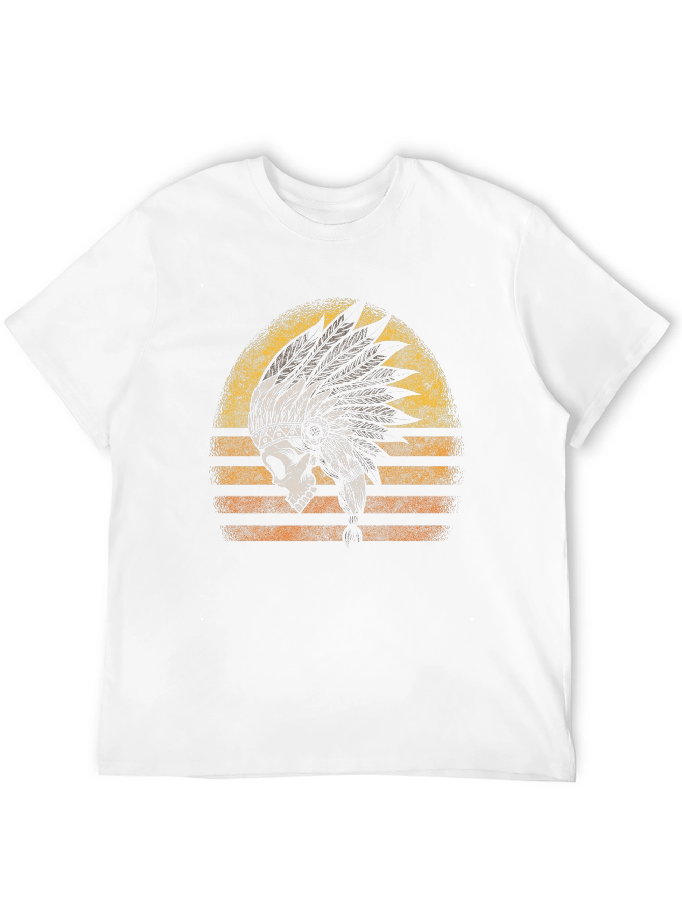 Skull Headdress Graphic Tee - Native American Style T-Shirt