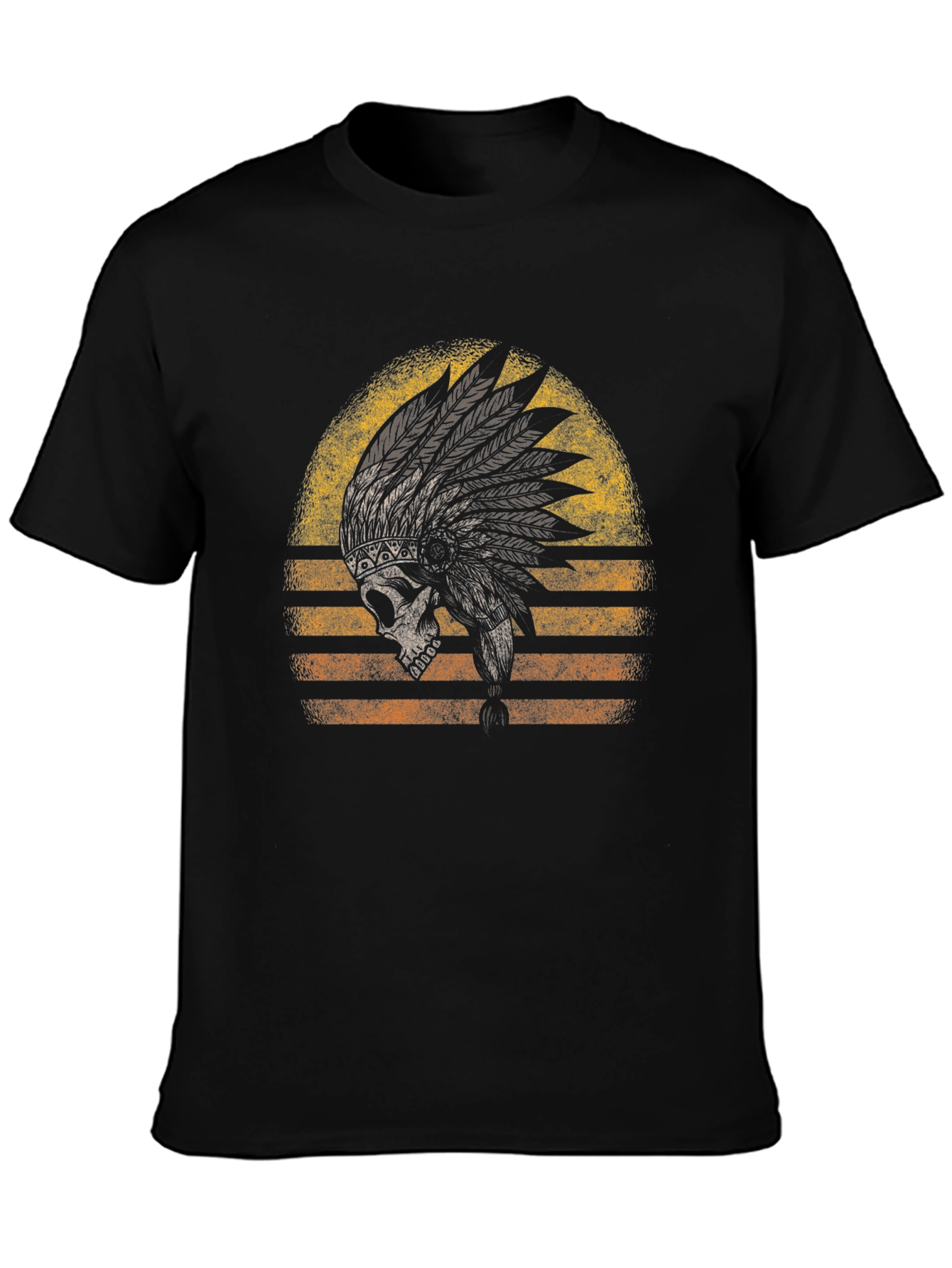 Skull Headdress Graphic Tee - Native American Style T-Shirt