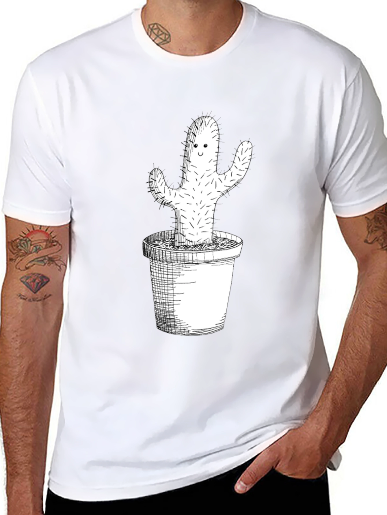 Cactus Graphic Tee - Black Cotton T-Shirt