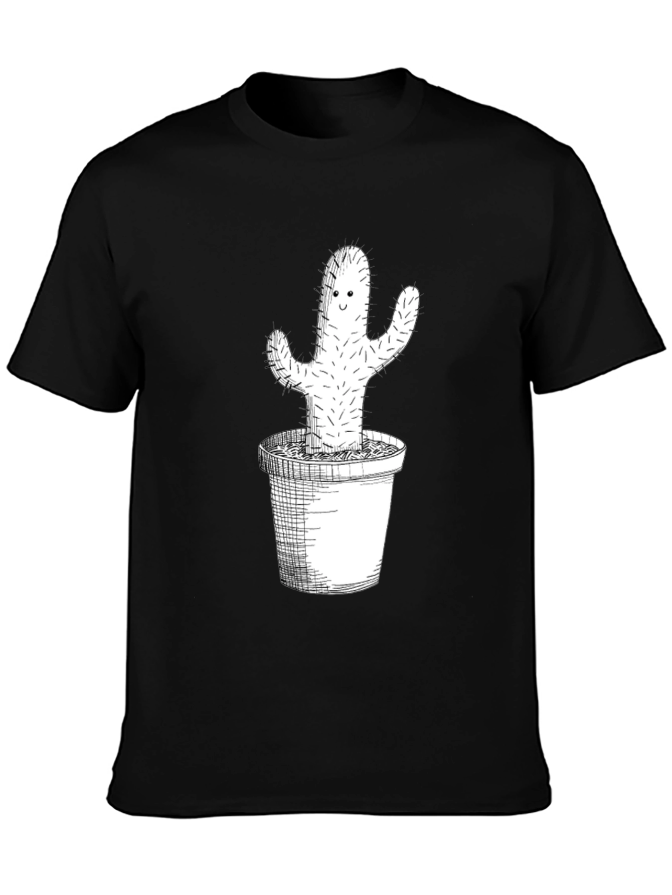 Cactus Graphic Tee - Black Cotton T-Shirt