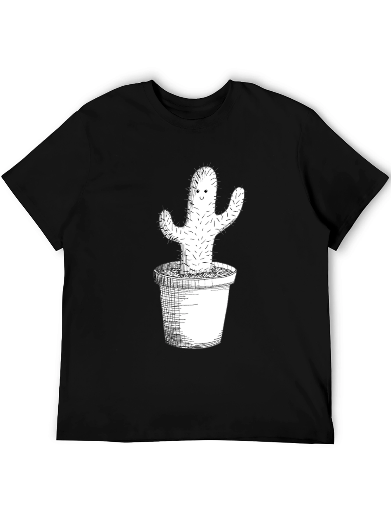 Cactus Graphic Tee - Black Cotton T-Shirt