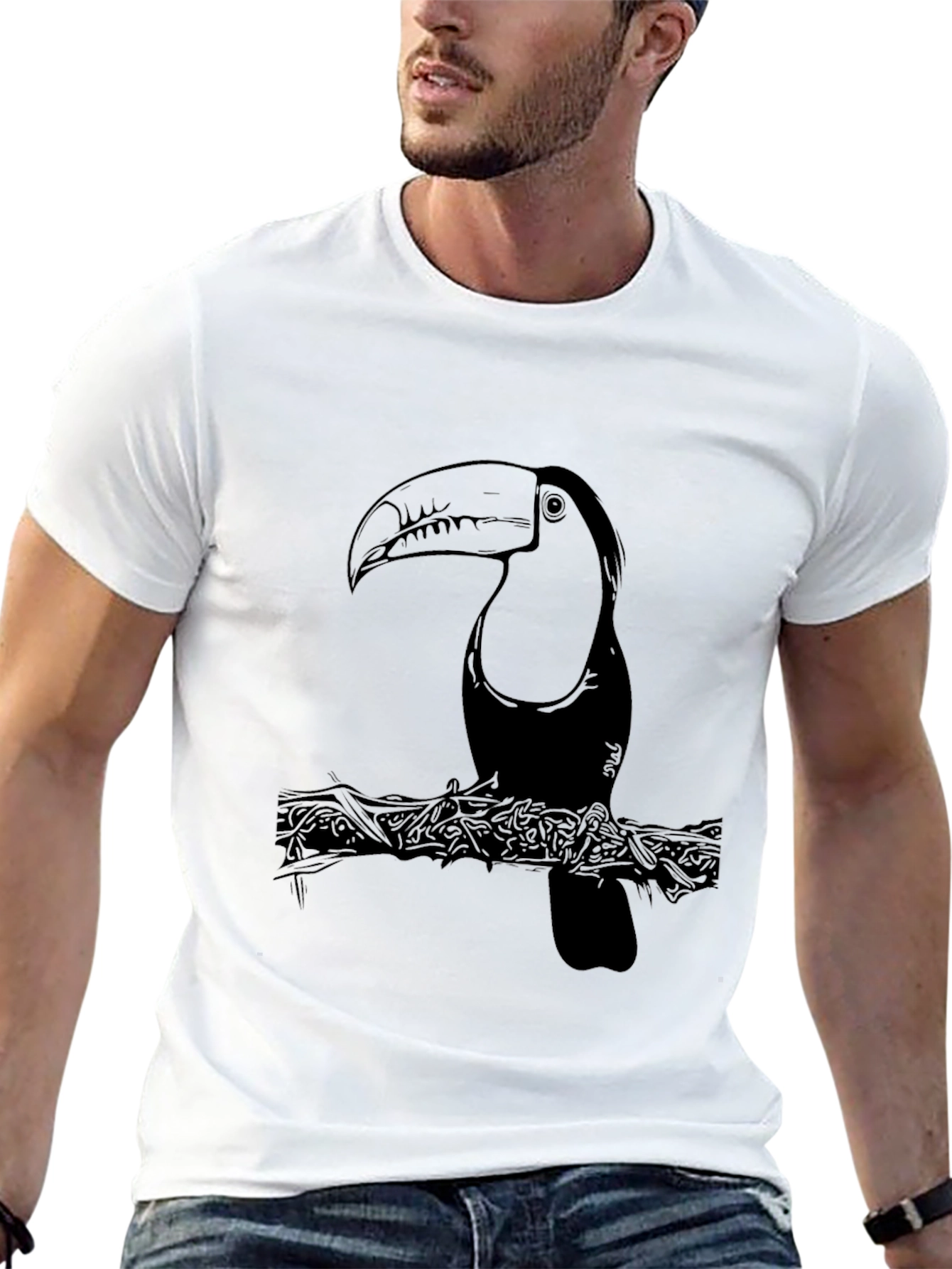 Toucannon Graphic Print Tee - Tropical Bird Design