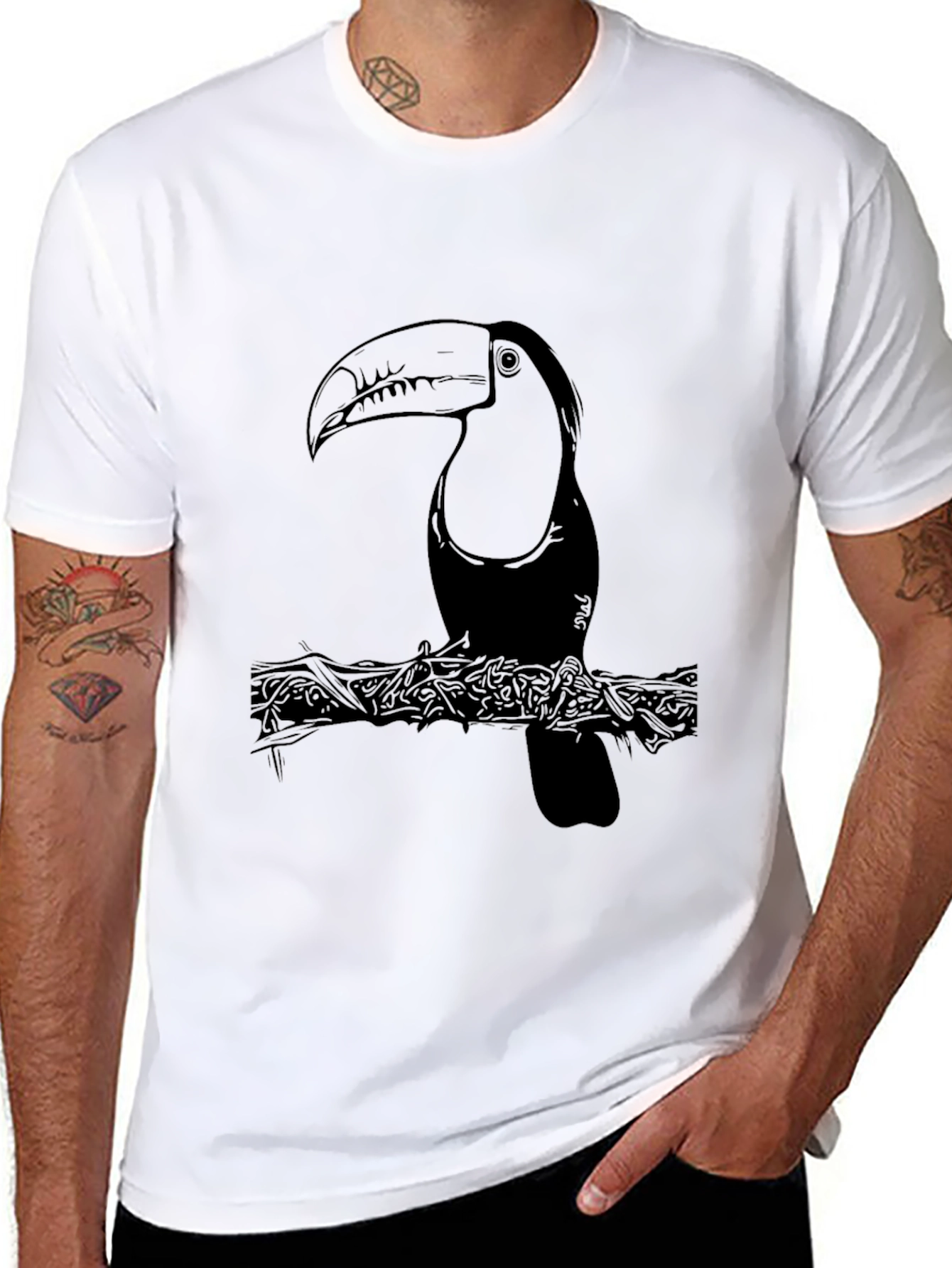 Toucannon Graphic Print Tee - Tropical Bird Design