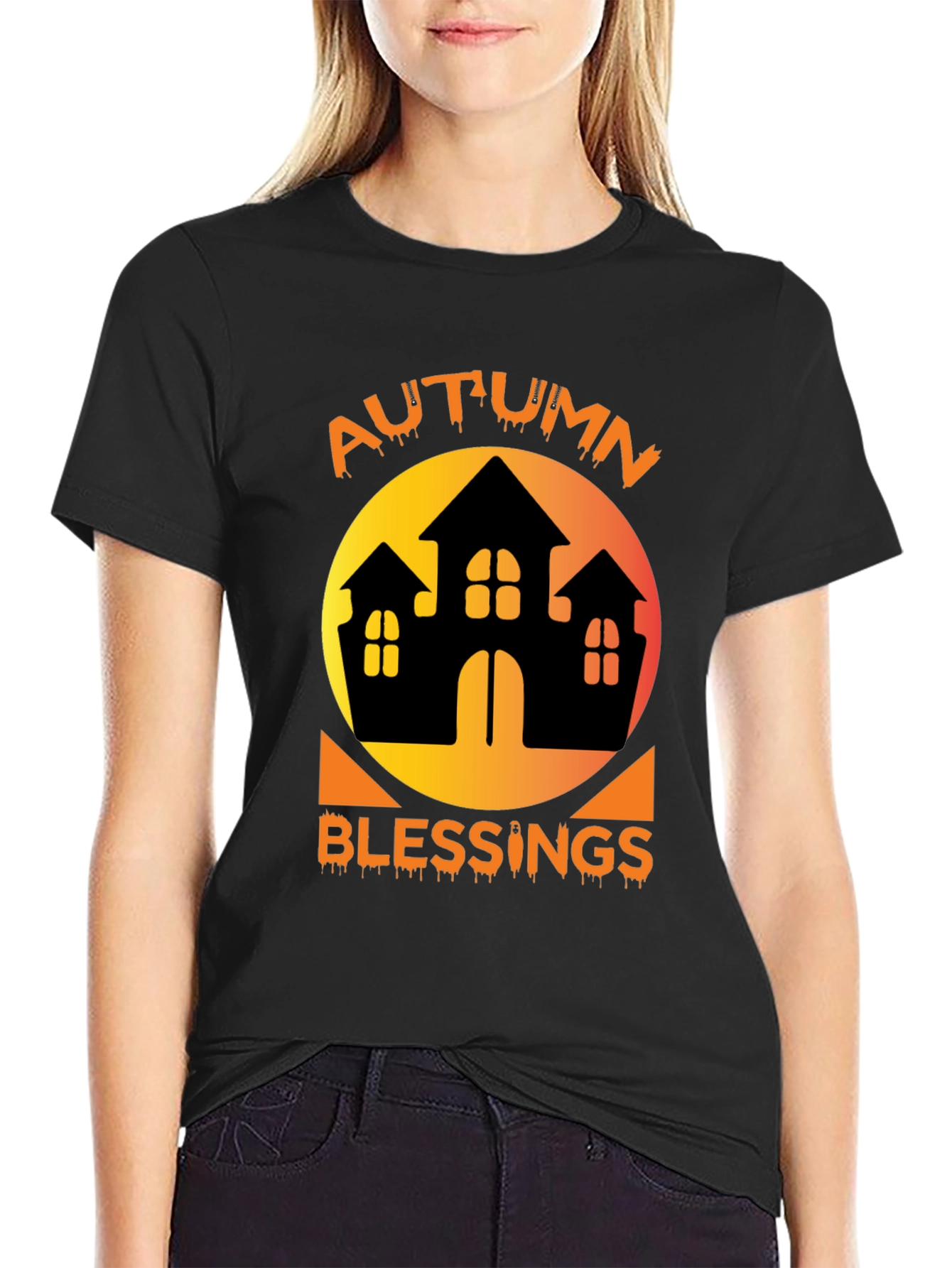 Autumn Blessings Haunted House T-Shirt
