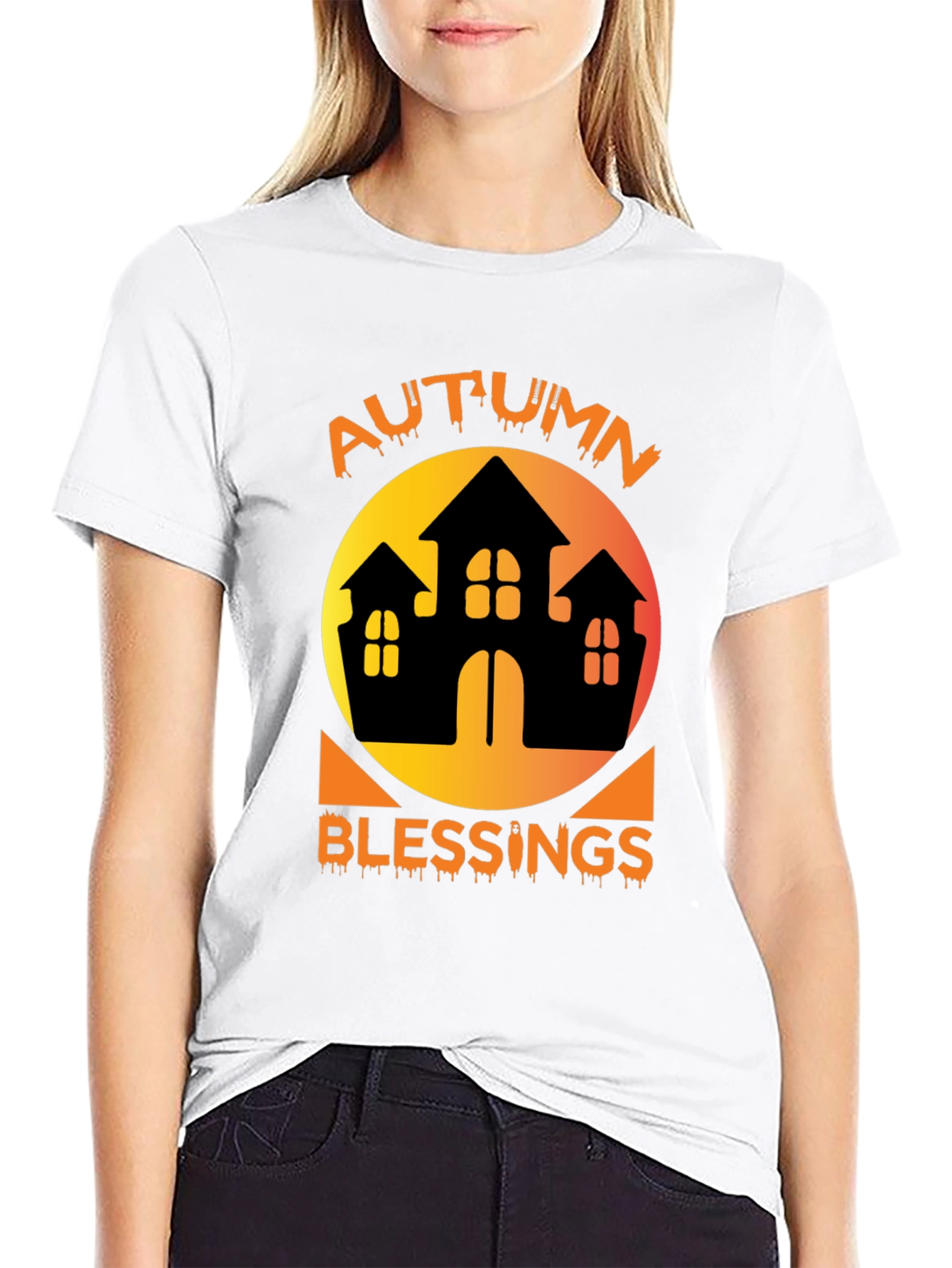 Autumn Blessings Haunted House T-Shirt