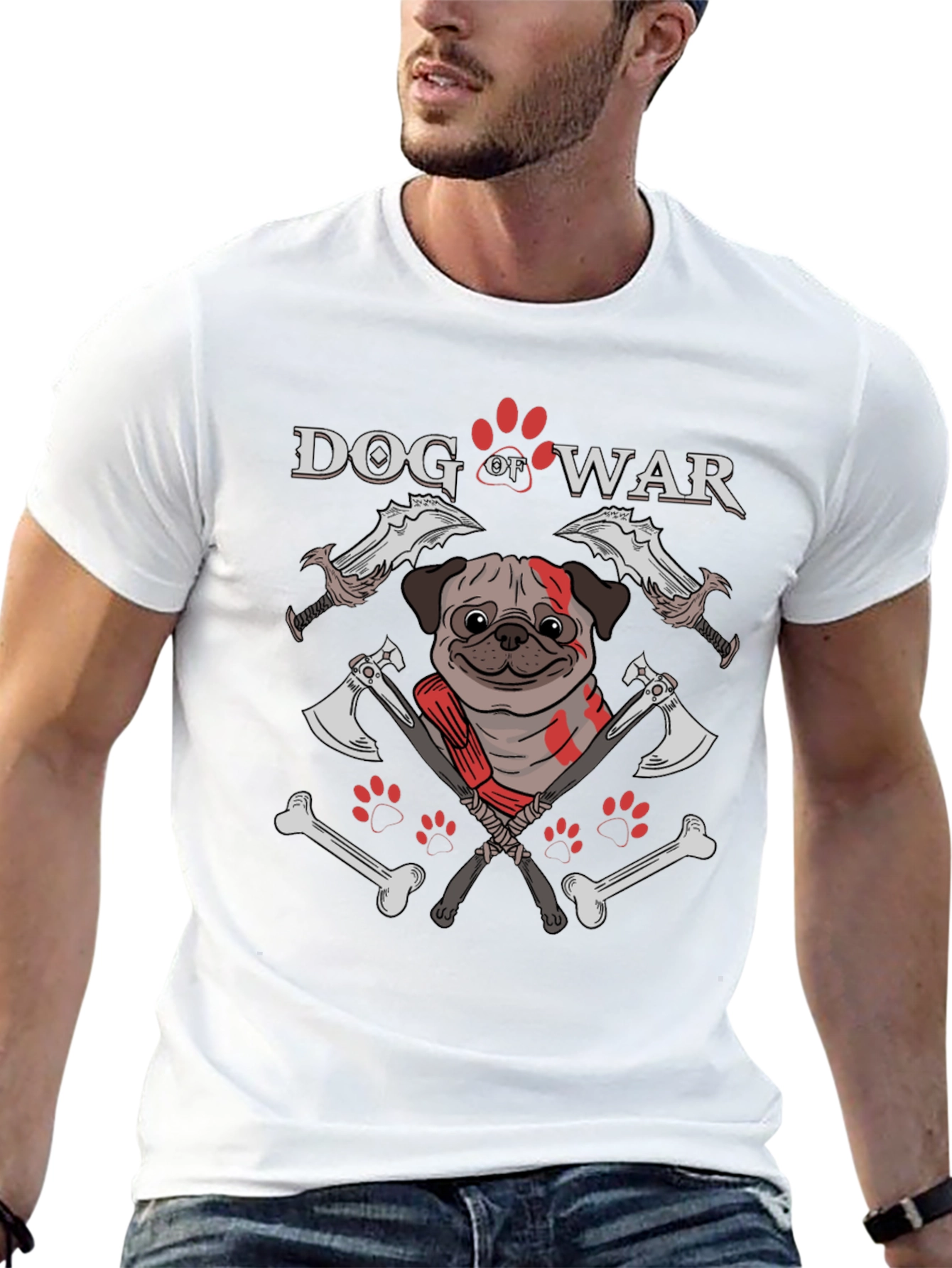 Dog of War T-Shirt: Pug Warrior Graphic Tee