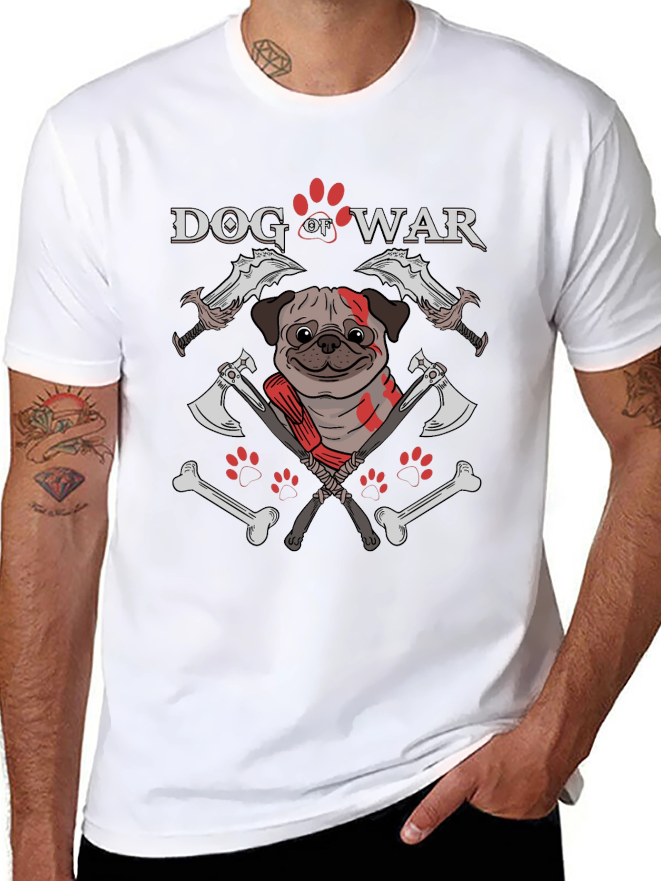 Dog of War T-Shirt: Pug Warrior Graphic Tee
