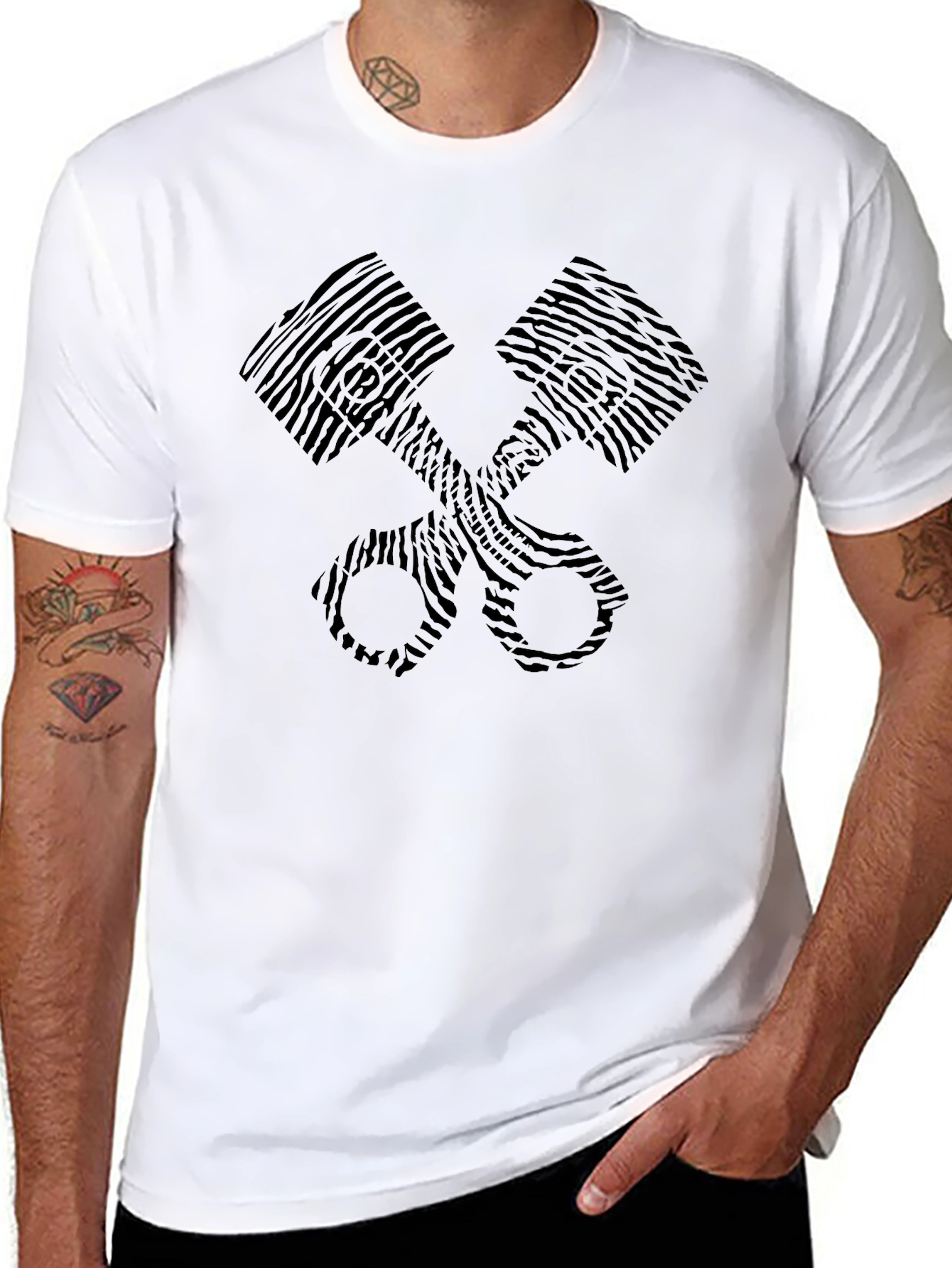 Cool Piston Print Black T-Shirt - Automotive Design