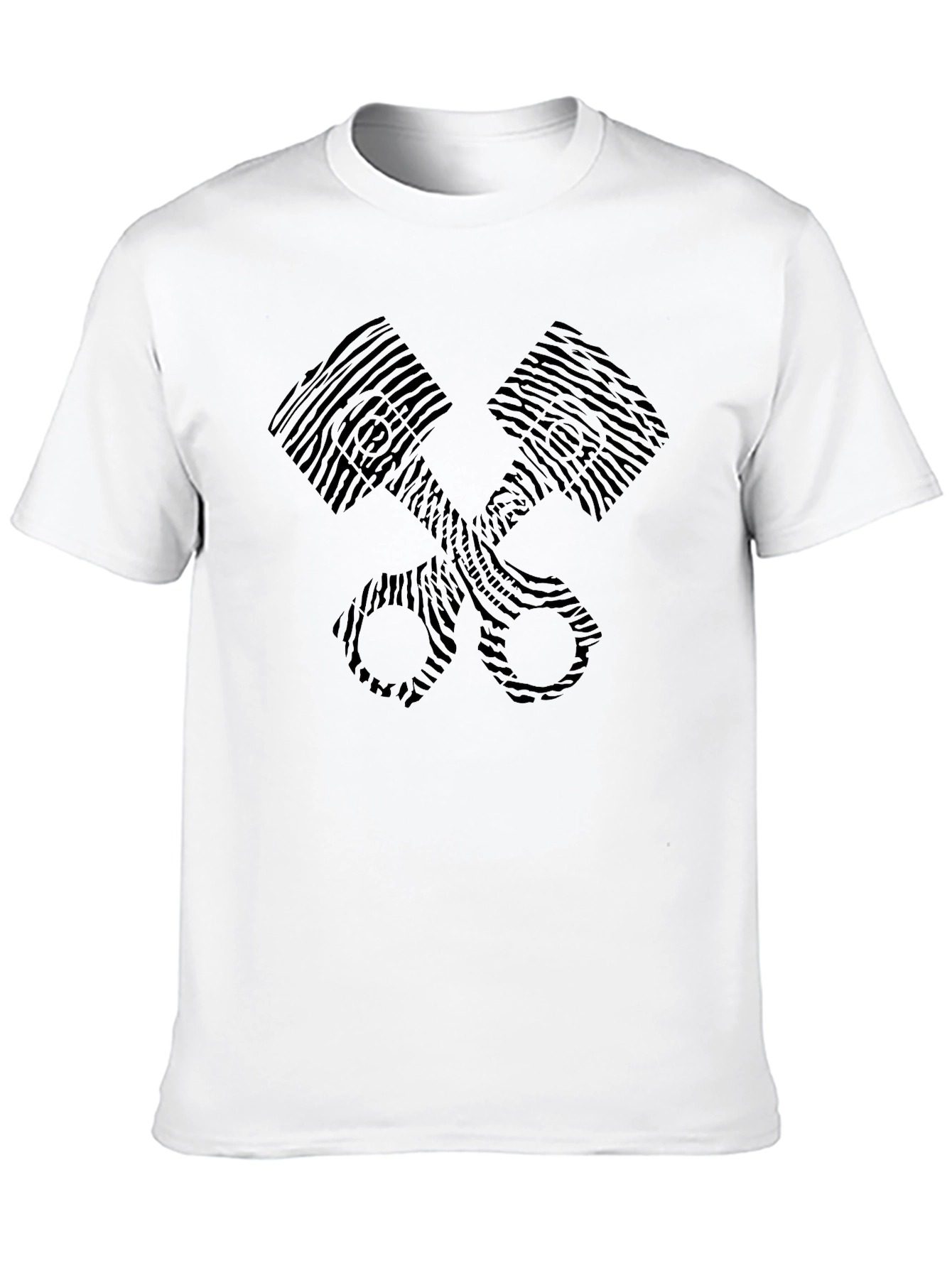Cool Piston Print Black T-Shirt - Automotive Design