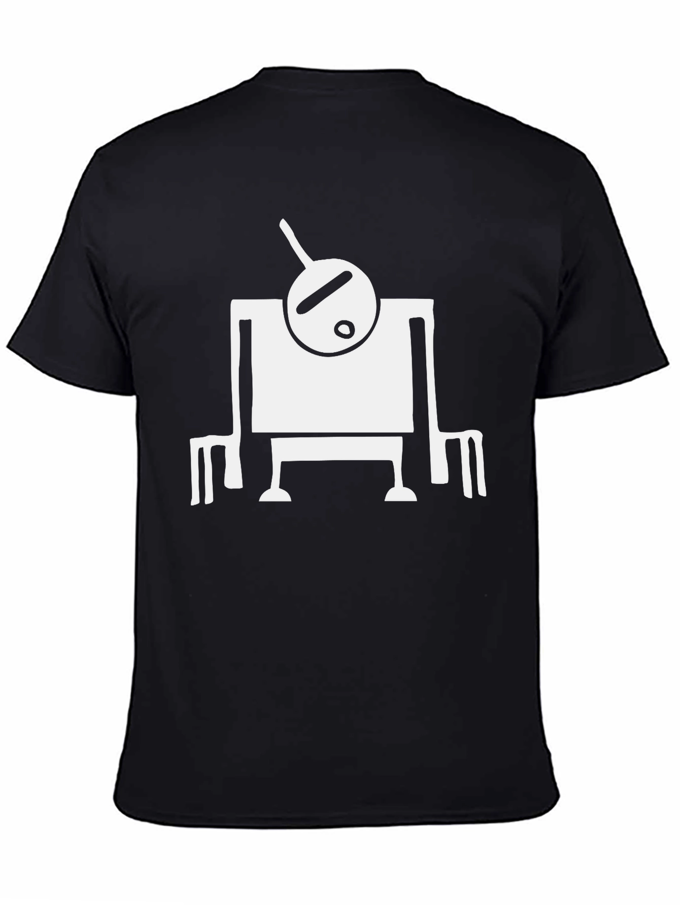 Abstract Robot Graphic Tee - Black Cotton Shirt