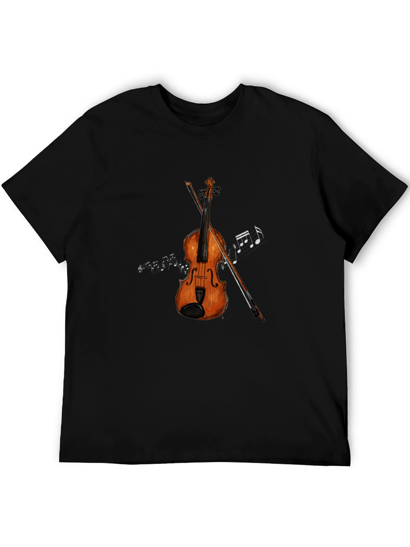 Musical T-Shirt: Violin & Notes Graphic Tee