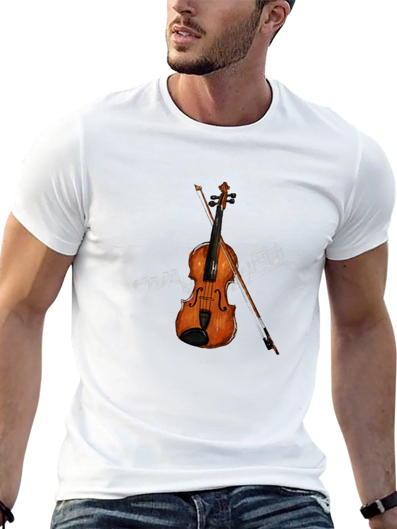 Musical T-Shirt: Violin & Notes Graphic Tee