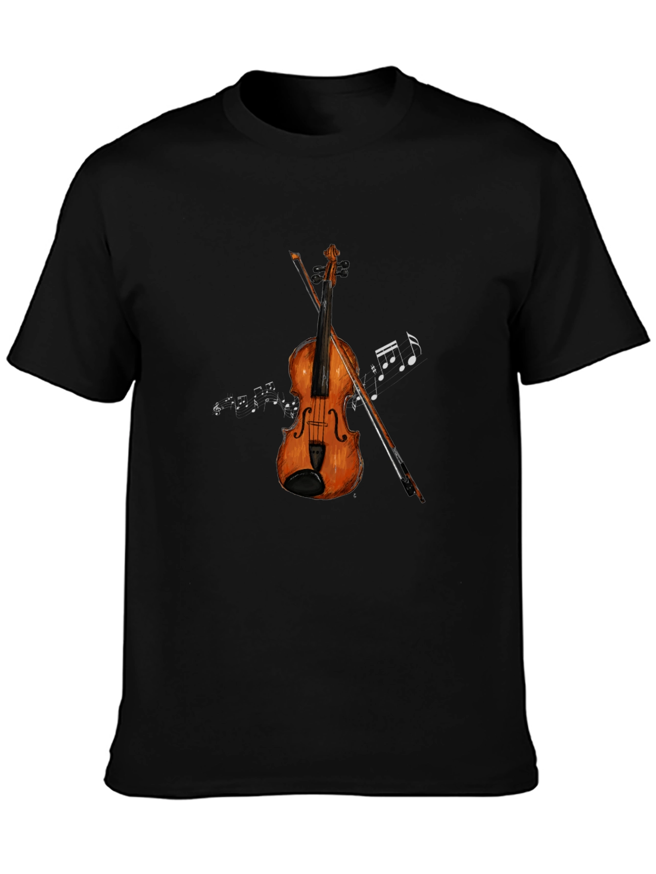 Musical T-Shirt: Violin & Notes Graphic Tee