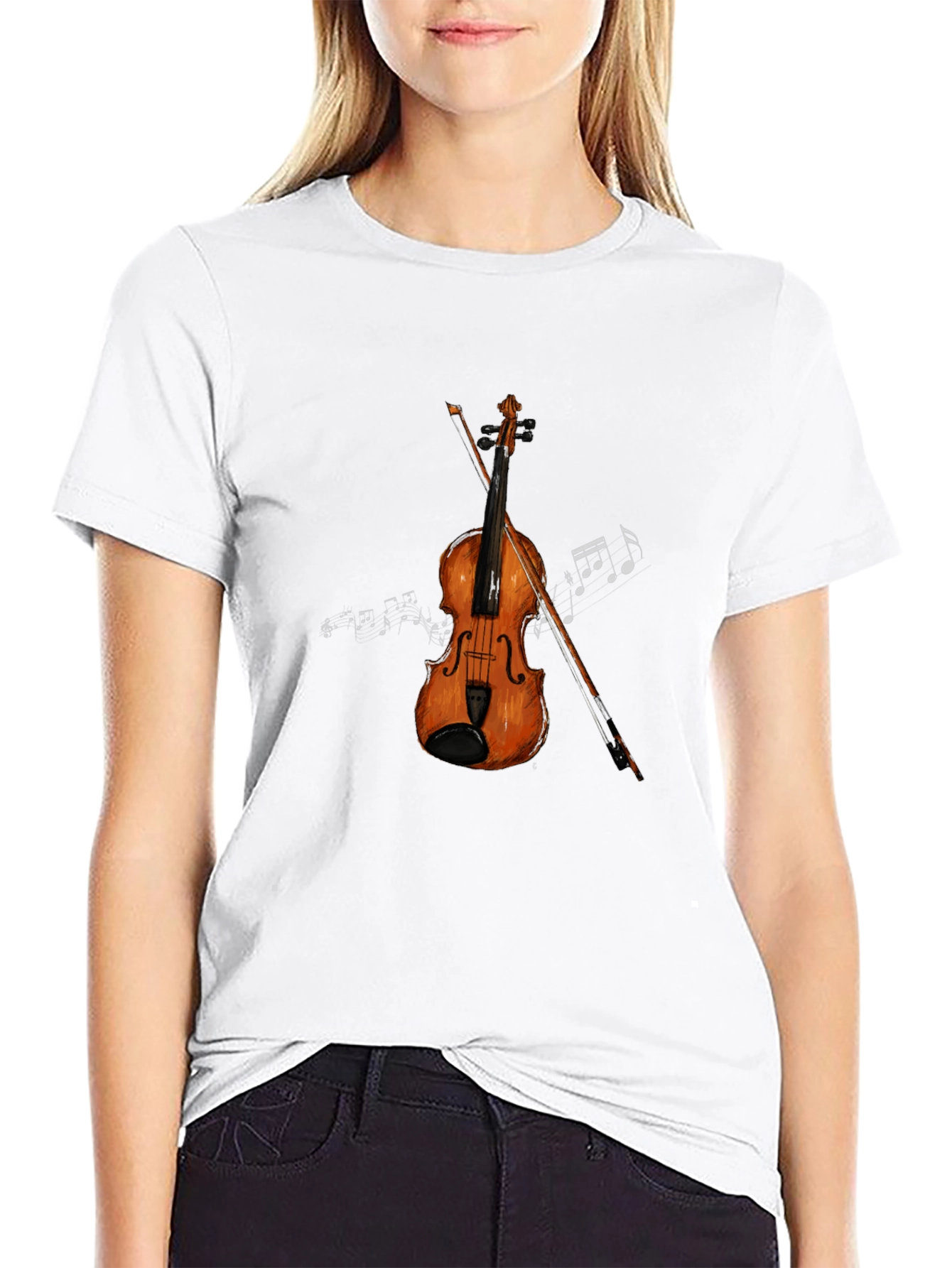 Musical T-Shirt: Violin & Notes Graphic Tee