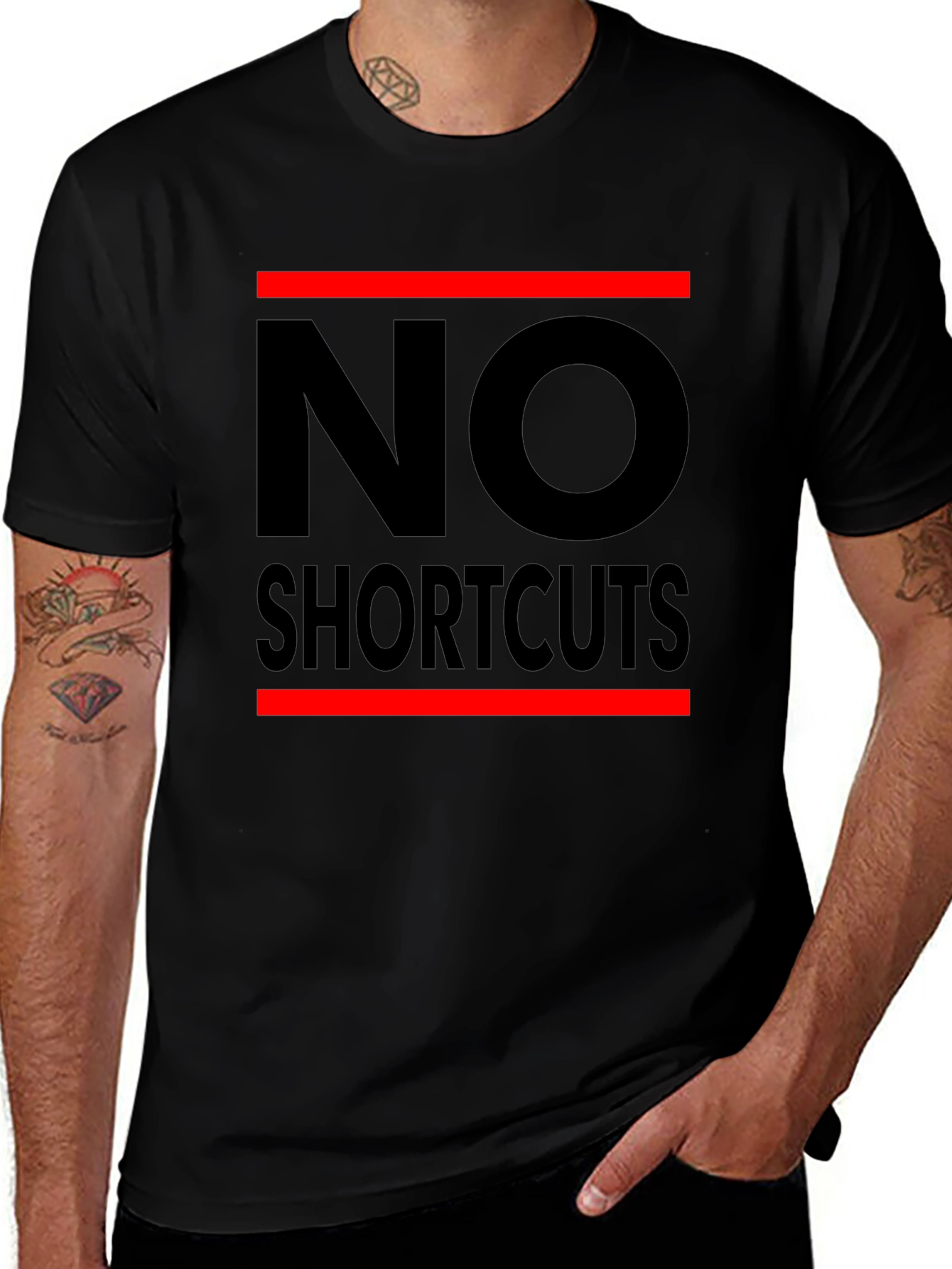 No Shortcuts Black Graphic Tee