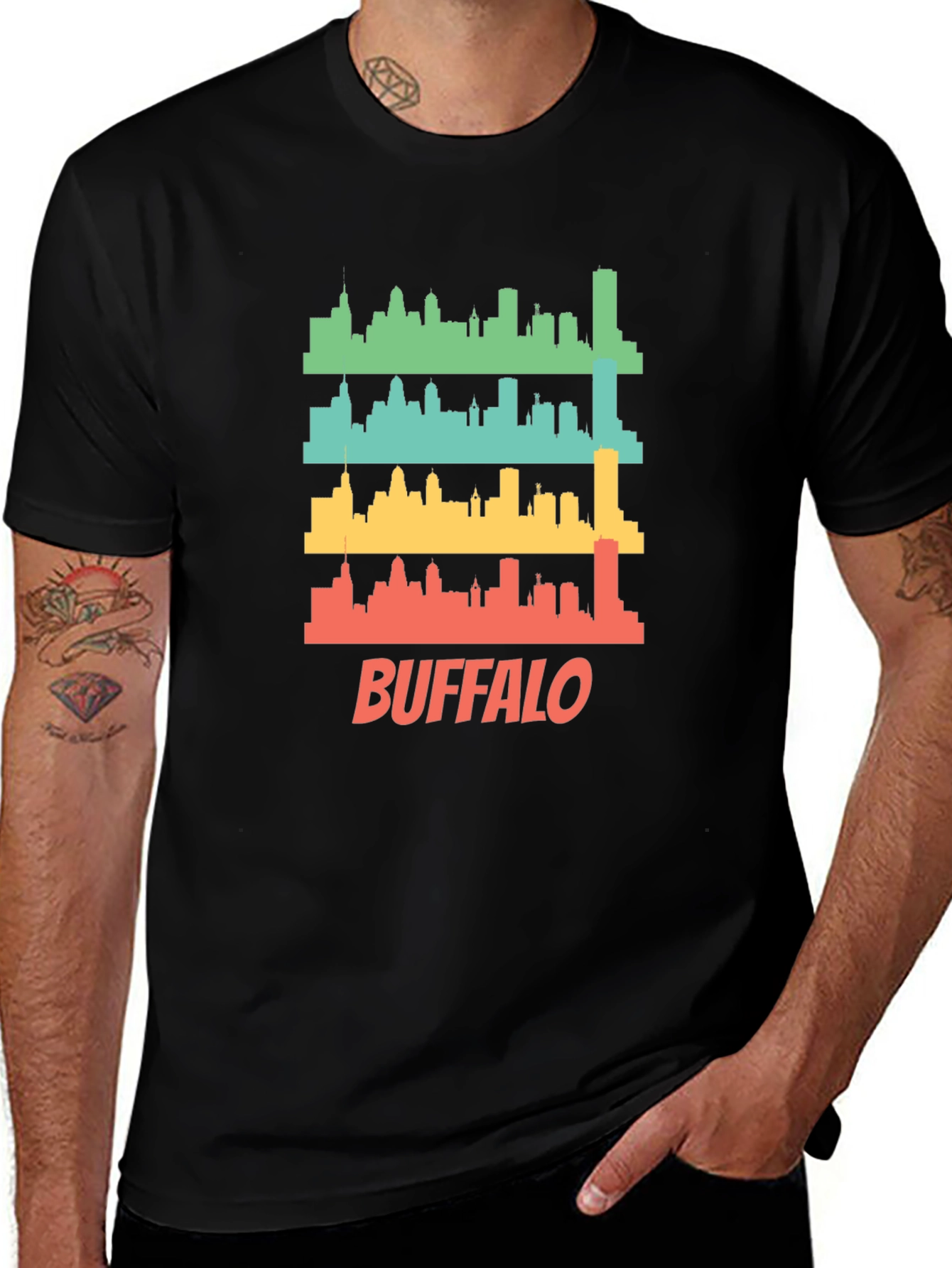 Buffalo Skyline Graphic Tee - Retro Style