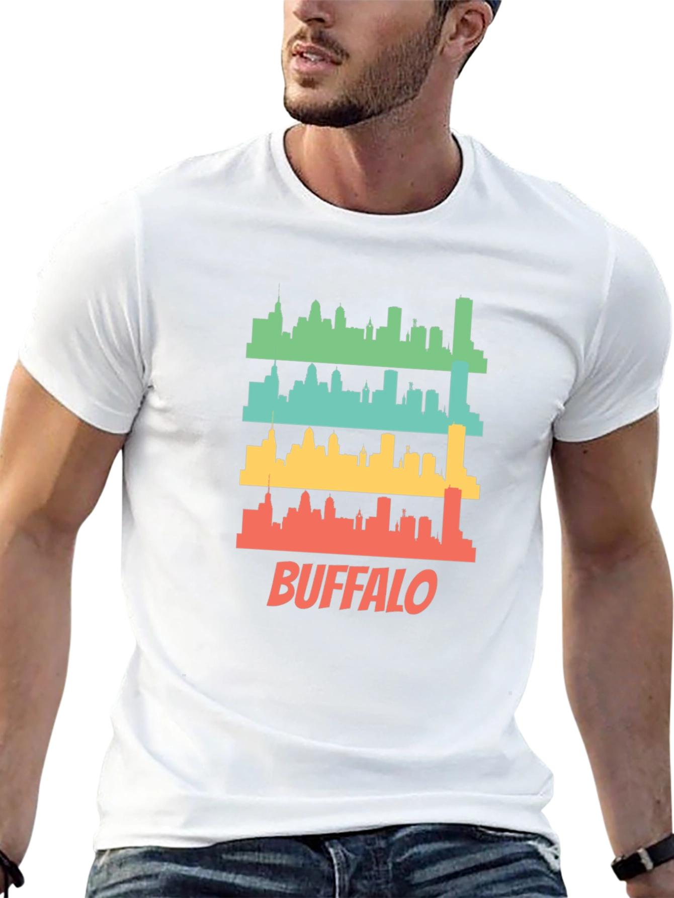 Buffalo Skyline Graphic Tee - Retro Style