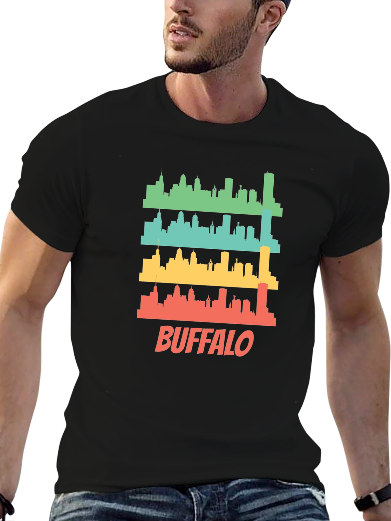 Buffalo Skyline Graphic Tee - Retro Style