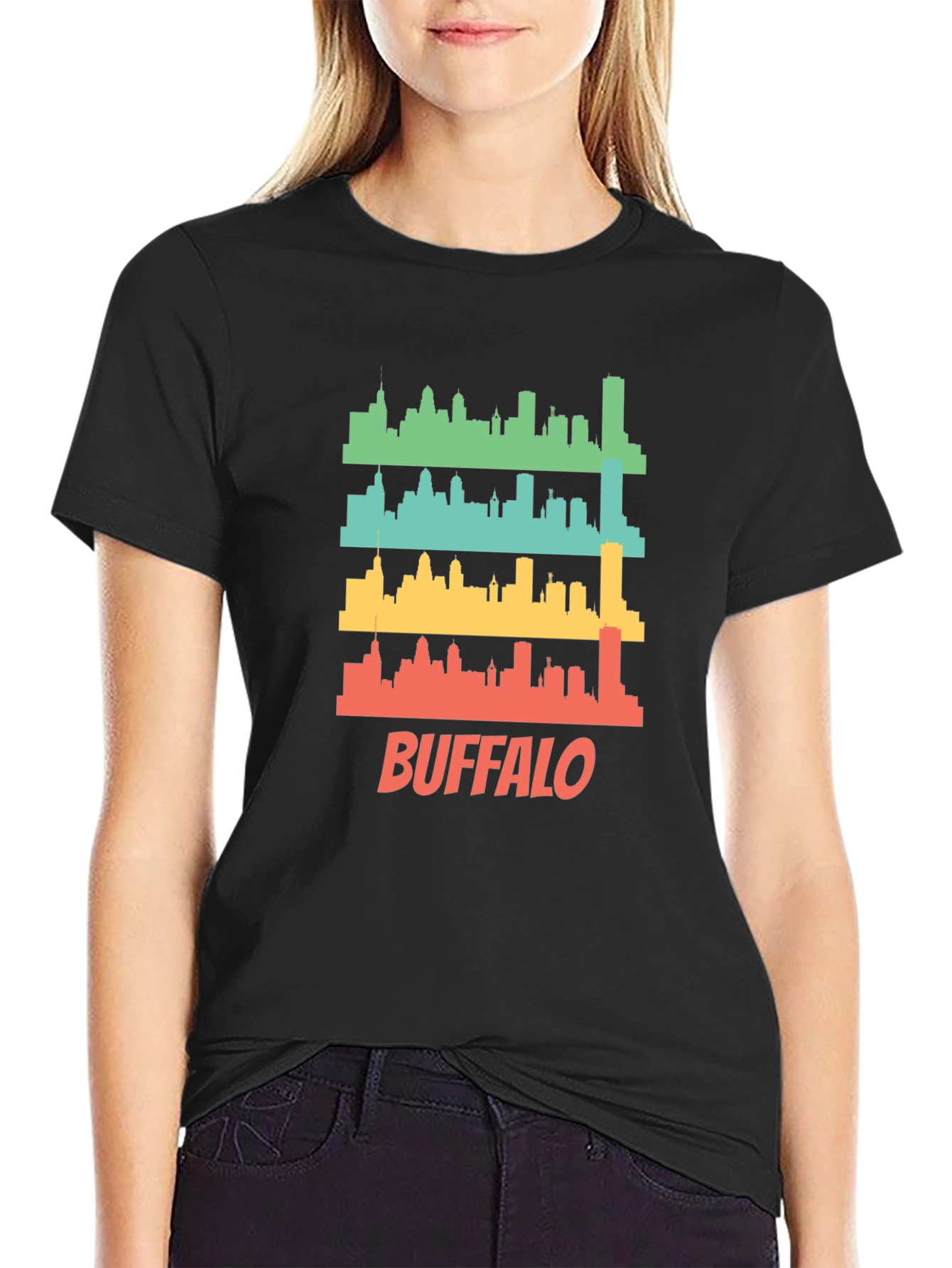 Buffalo Skyline Graphic Tee - Retro Style