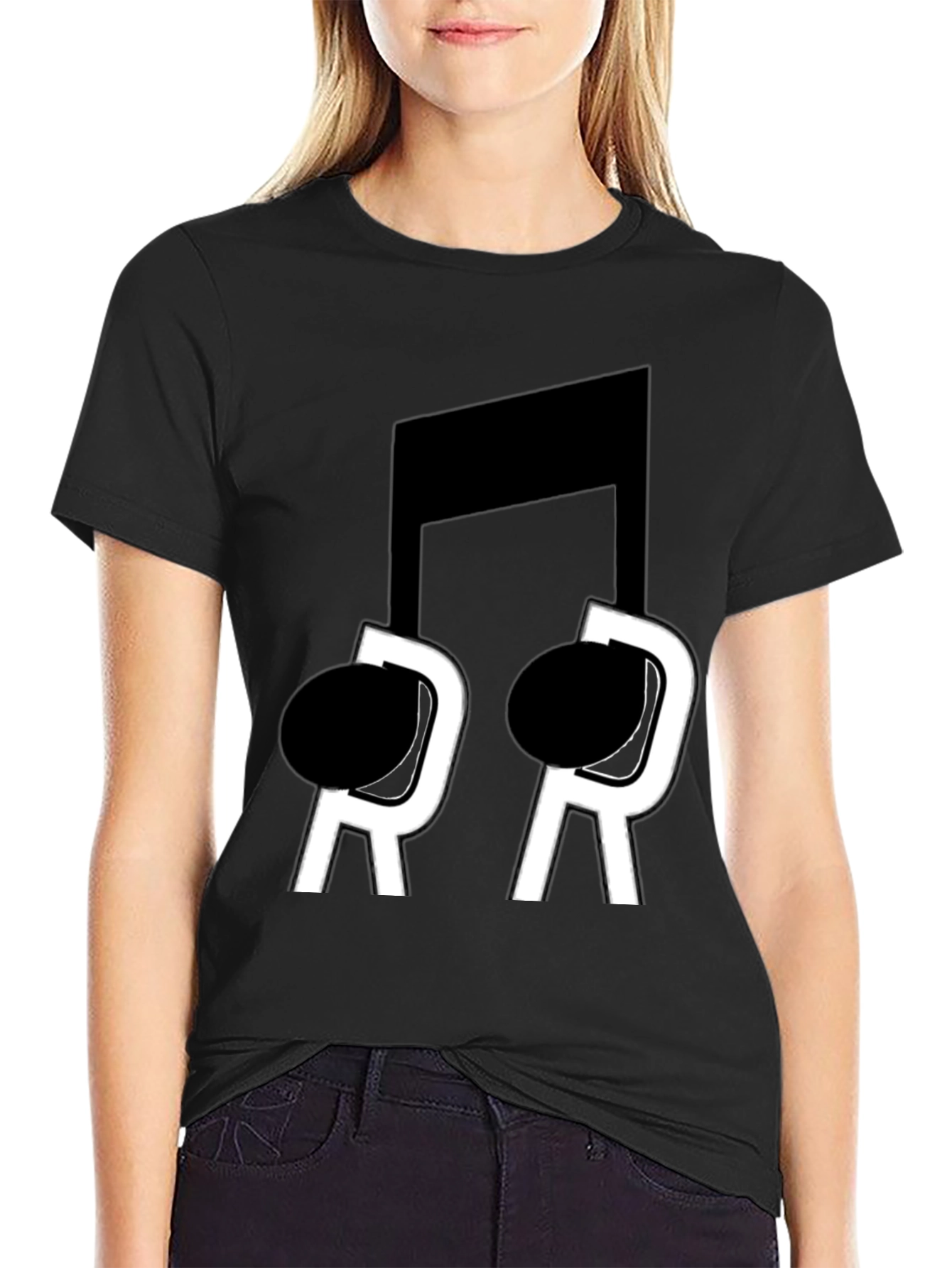 Musical Note T-Shirt - Black Cotton Blend