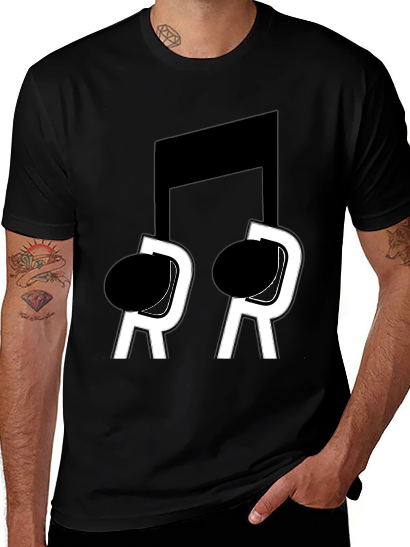 Musical Note T-Shirt - Black Cotton Blend