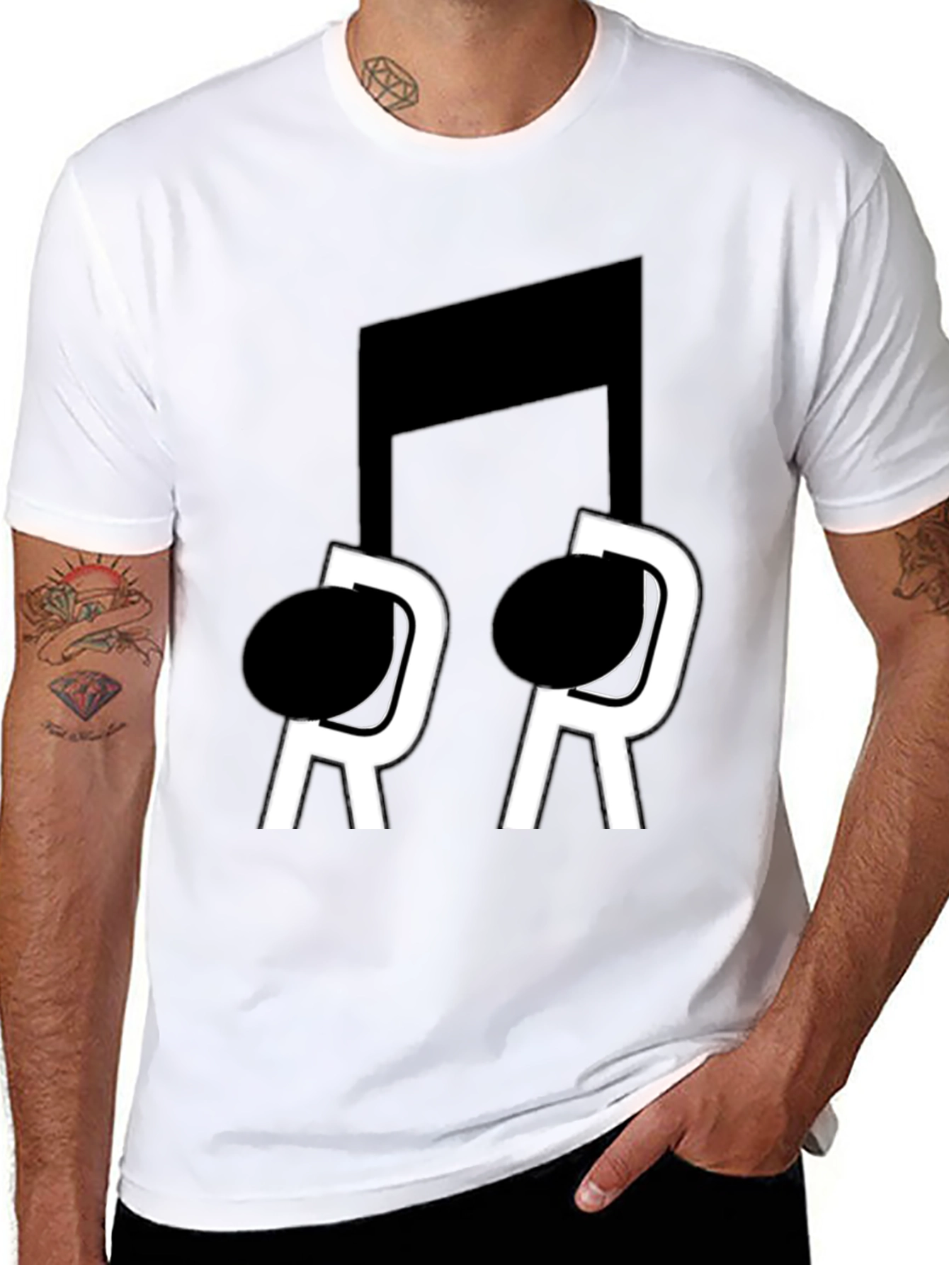 Musical Note T-Shirt - Black Cotton Blend
