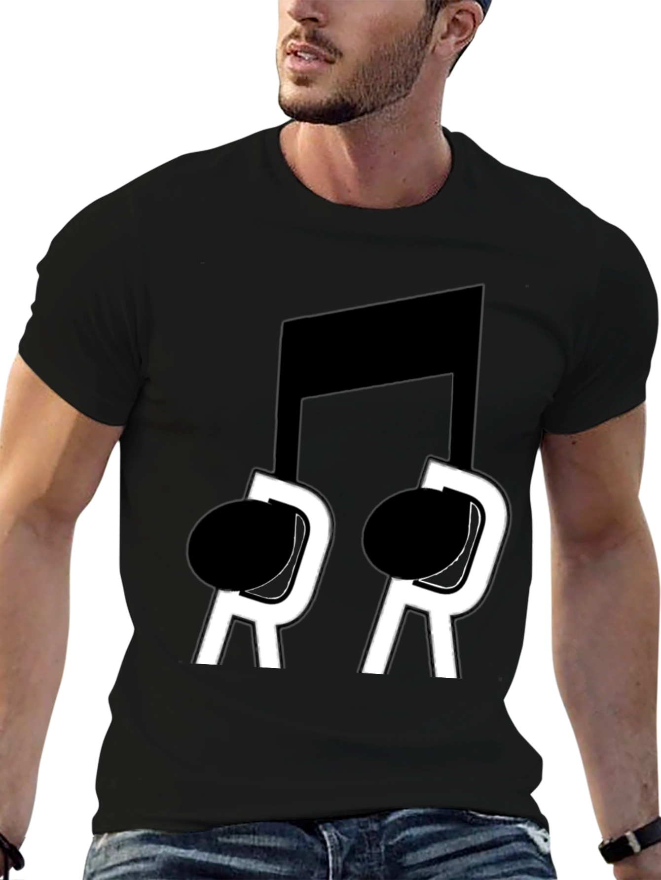 Musical Note T-Shirt - Black Cotton Blend