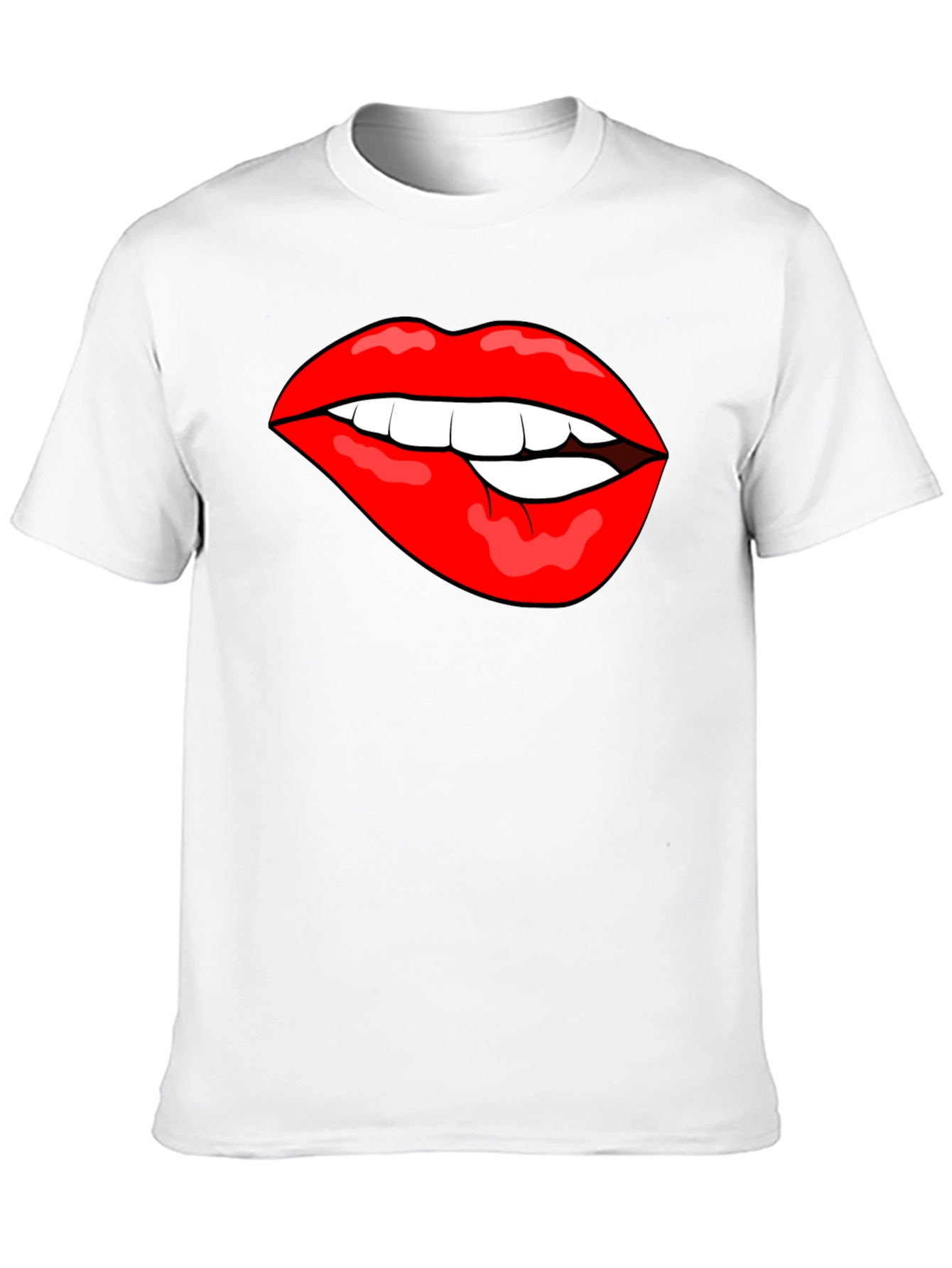 Biting Lips Graphic T-Shirt - Bold Black Cotton Tee