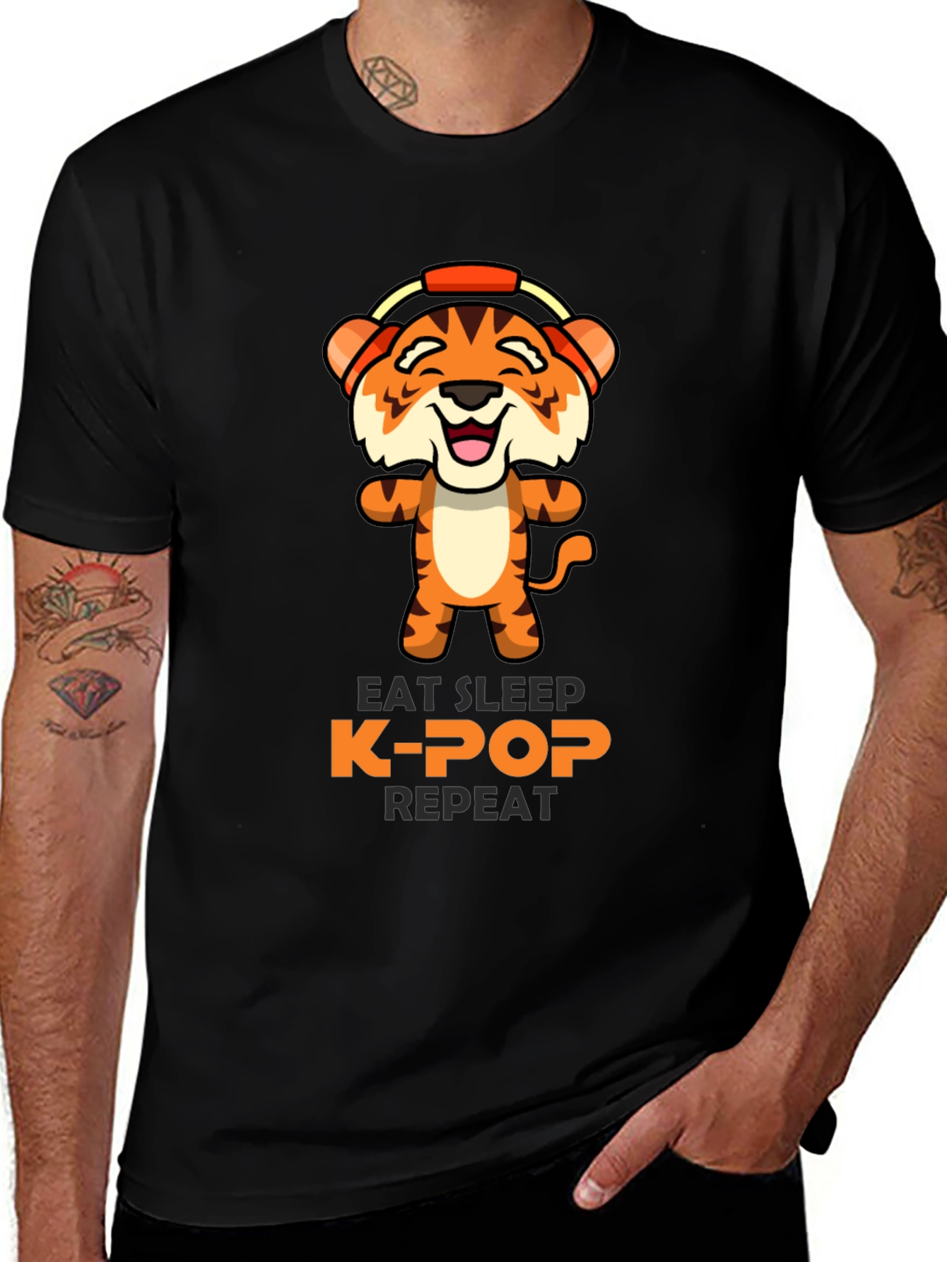 Eat Sleep K-Pop Repeat Tiger Graphic Tee