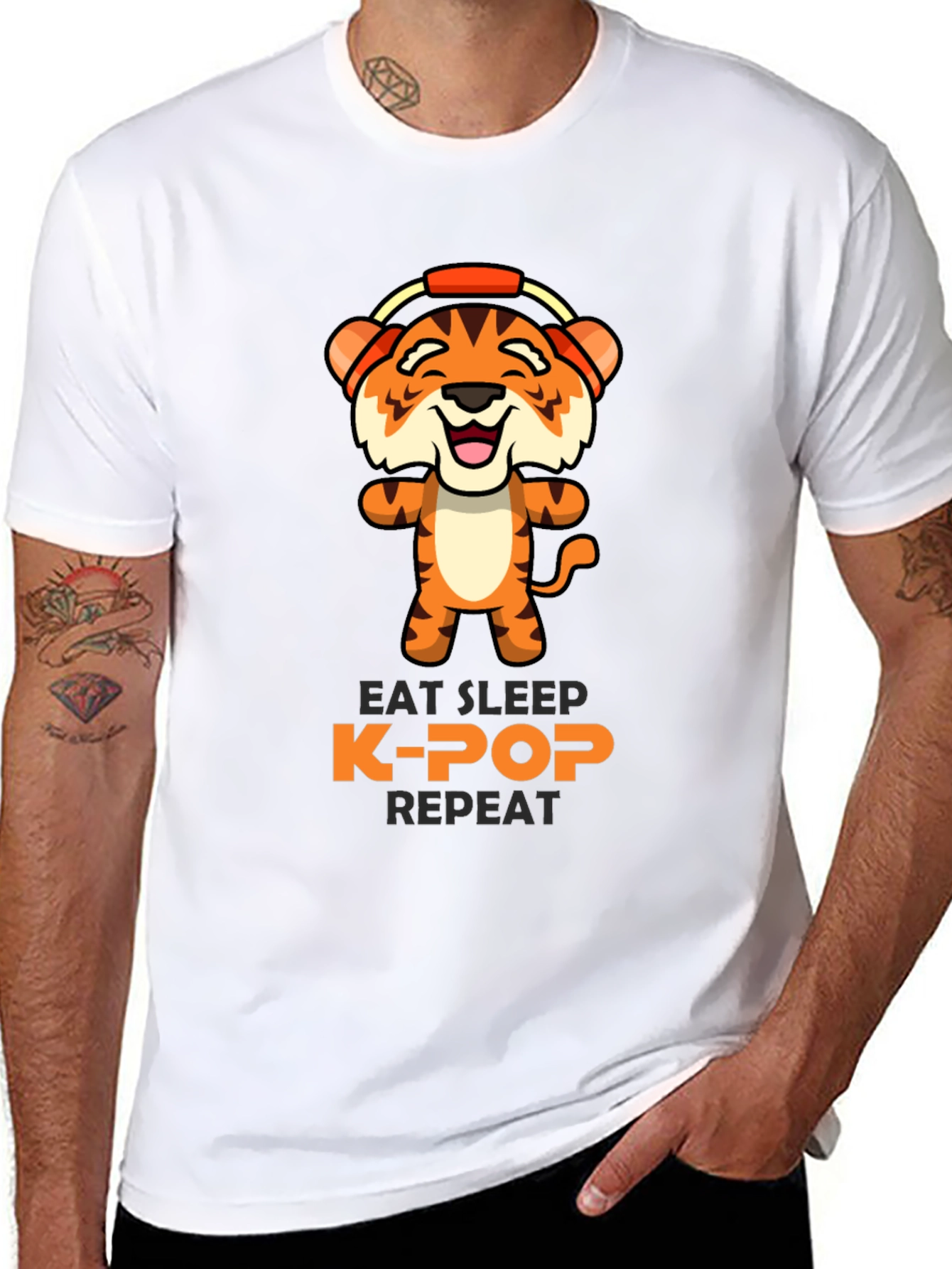 Eat Sleep K-Pop Repeat Tiger Graphic Tee