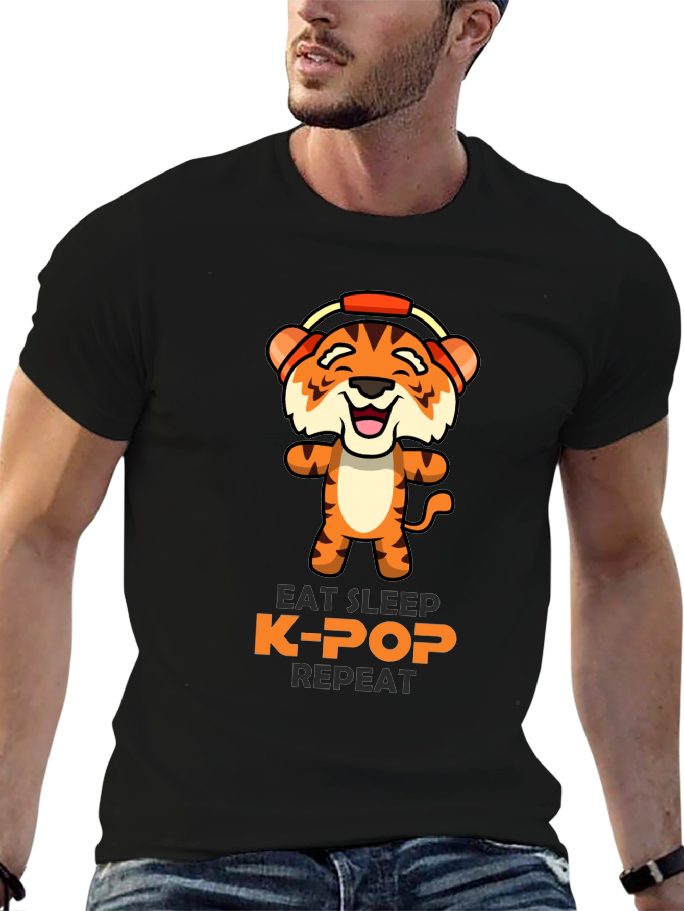 Eat Sleep K-Pop Repeat Tiger Graphic Tee
