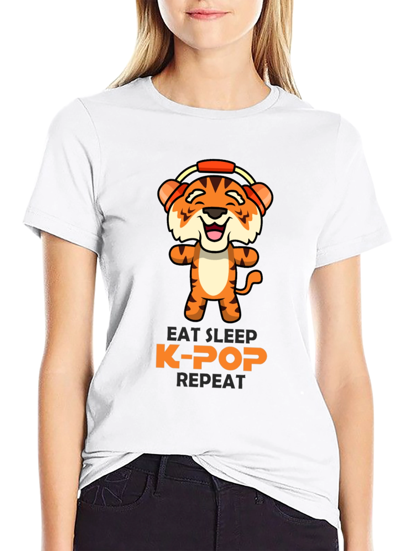 Eat Sleep K-Pop Repeat Tiger Graphic Tee