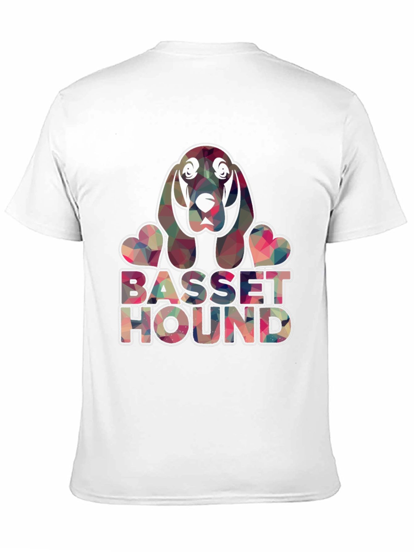 Basset Hound Geometric Design Black T-Shirt