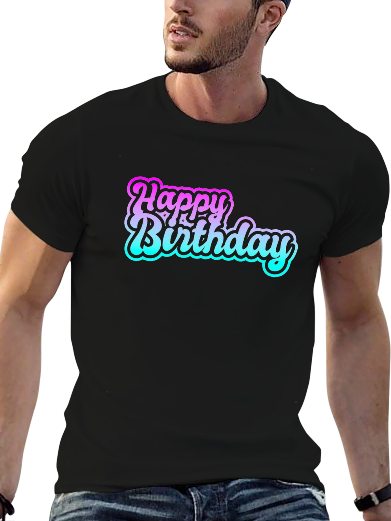 Happy Birthday Black T-Shirt - Stylish Celebration Tee