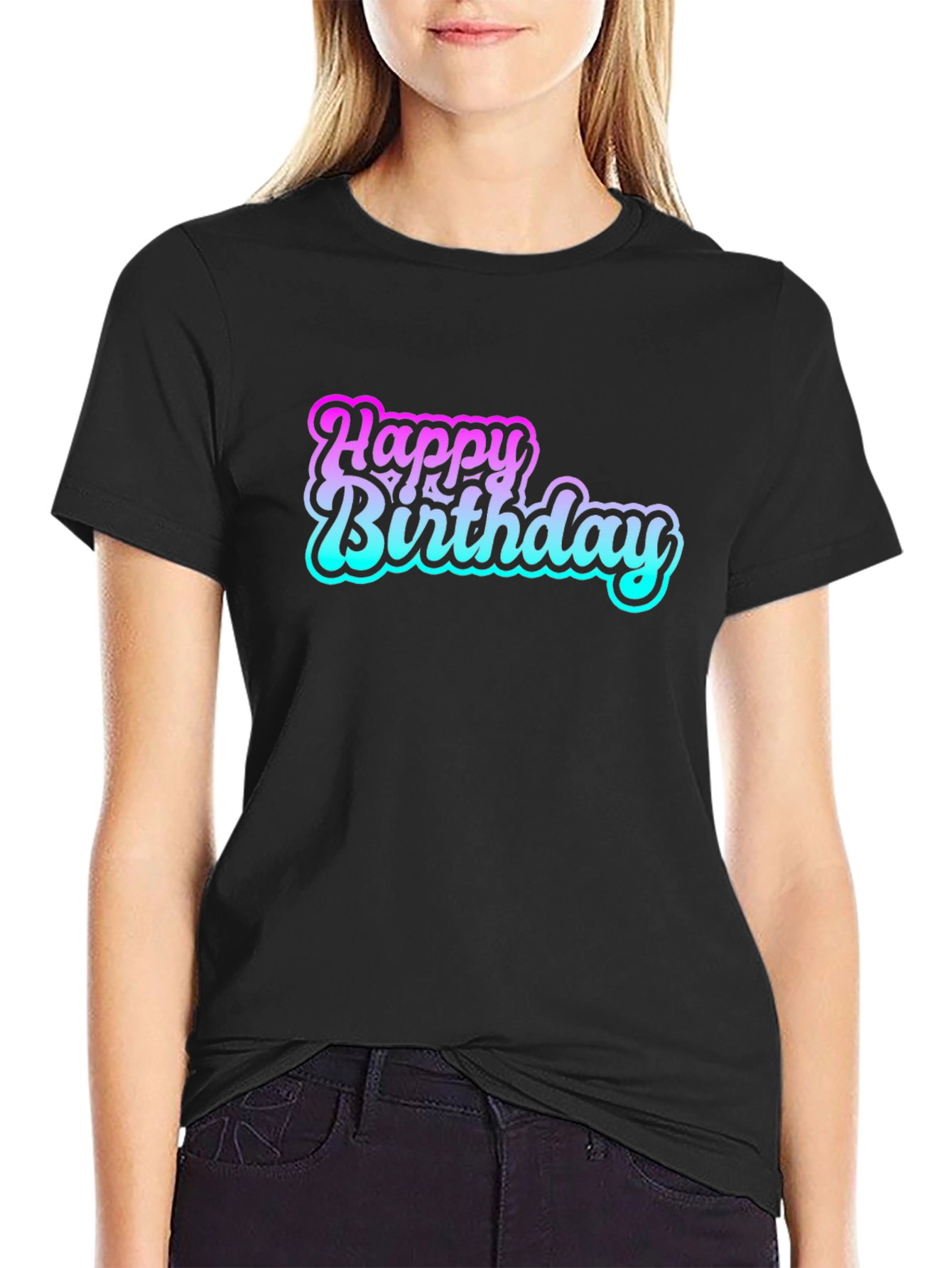Happy Birthday Black T-Shirt - Stylish Celebration Tee