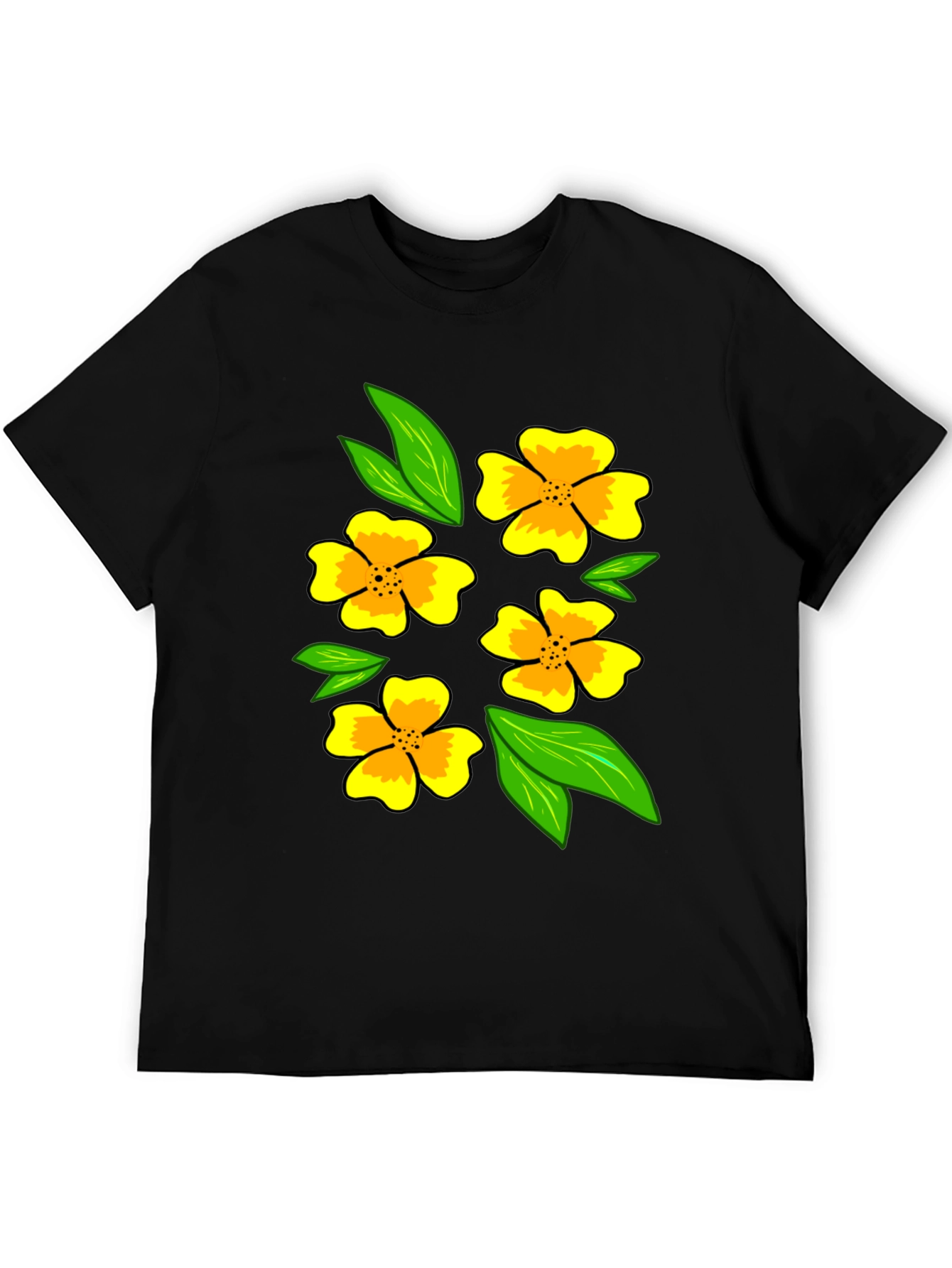 Floral Print Black T-Shirt - Mens Casual Fashion