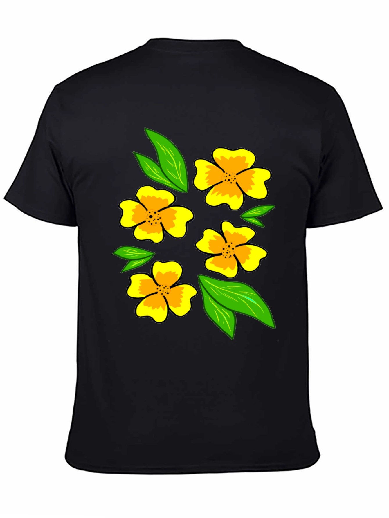 Floral Print Black T-Shirt - Mens Casual Fashion