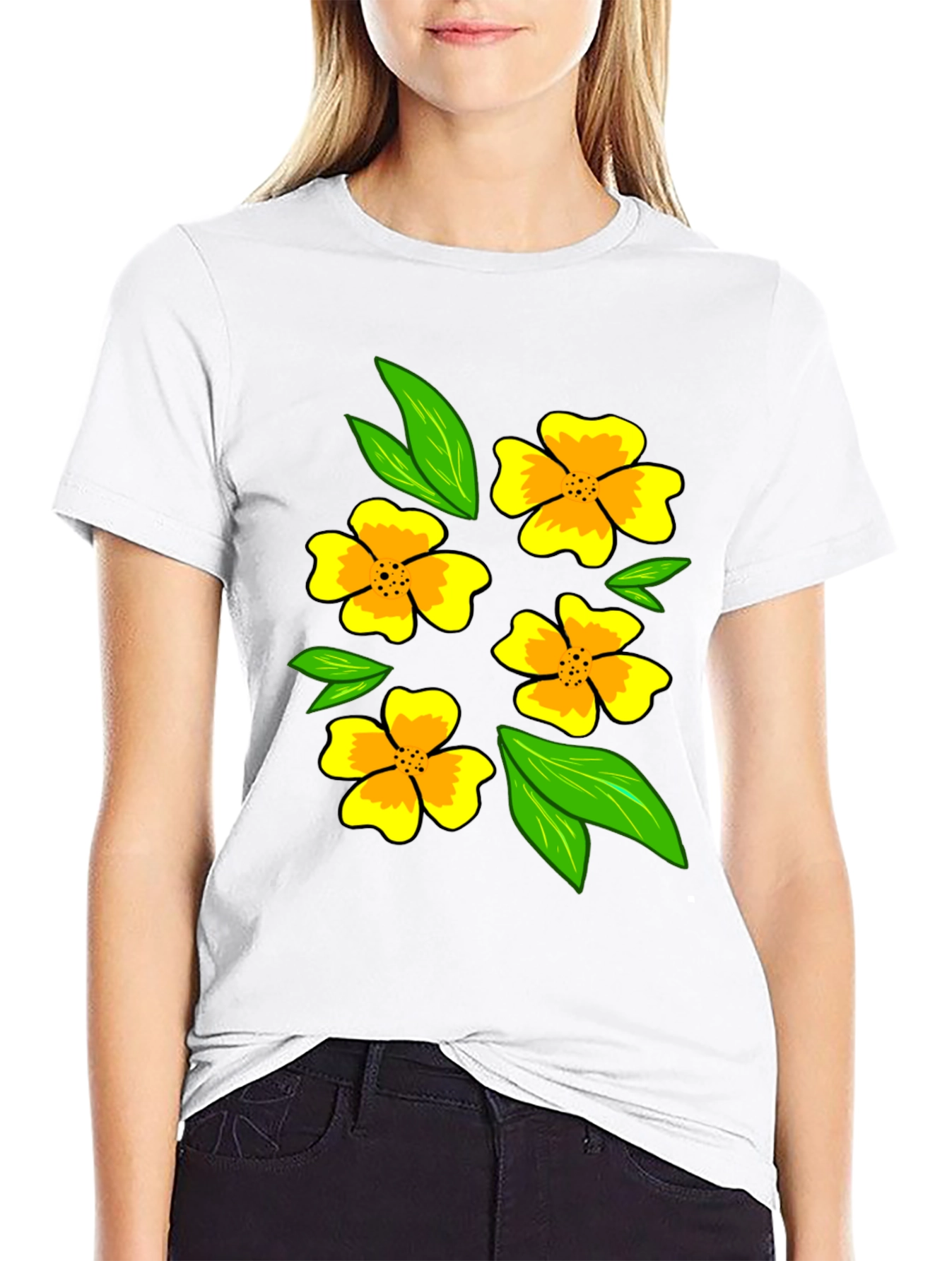 Floral Print Black T-Shirt - Mens Casual Fashion