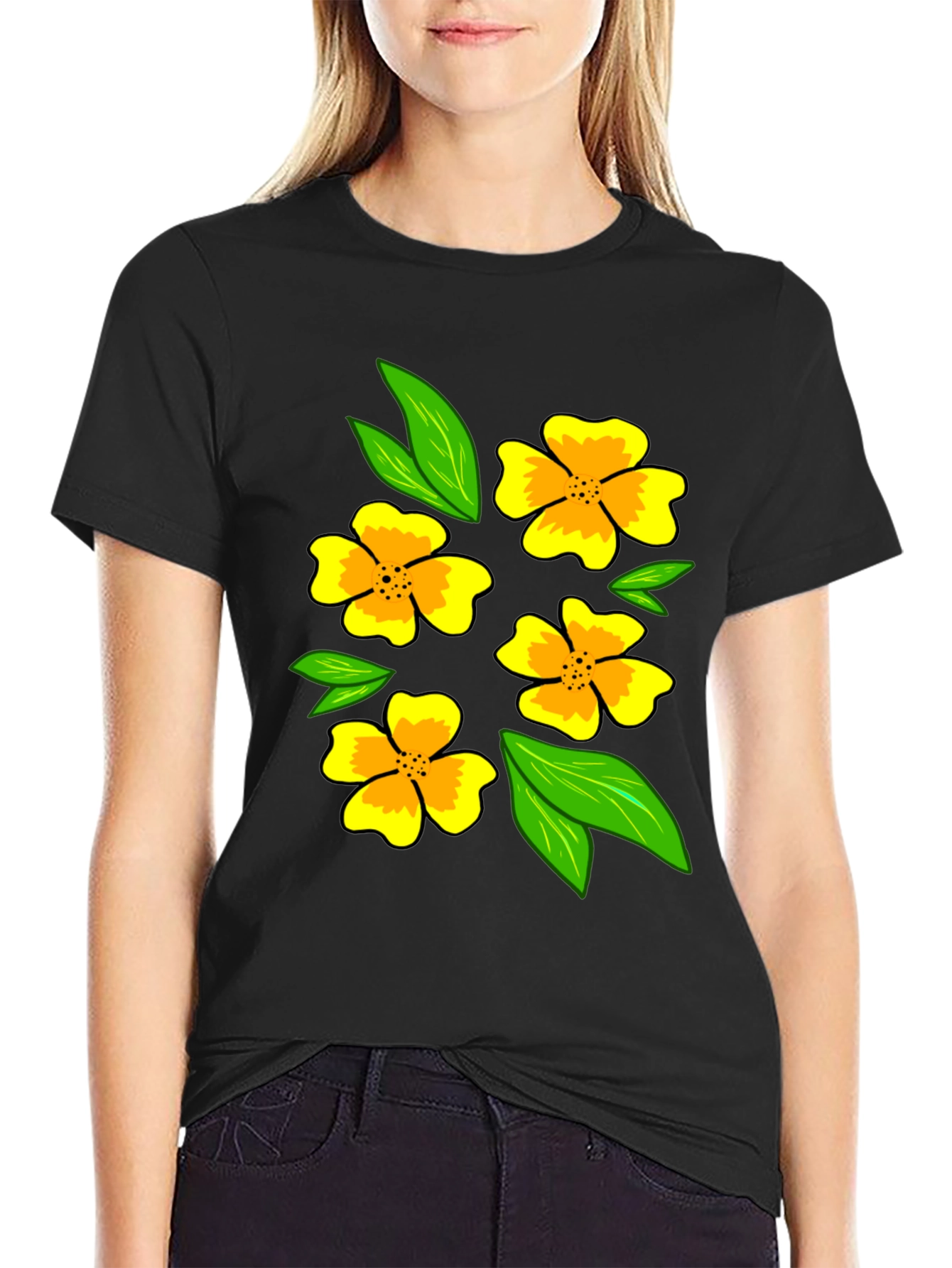 Floral Print Black T-Shirt - Mens Casual Fashion