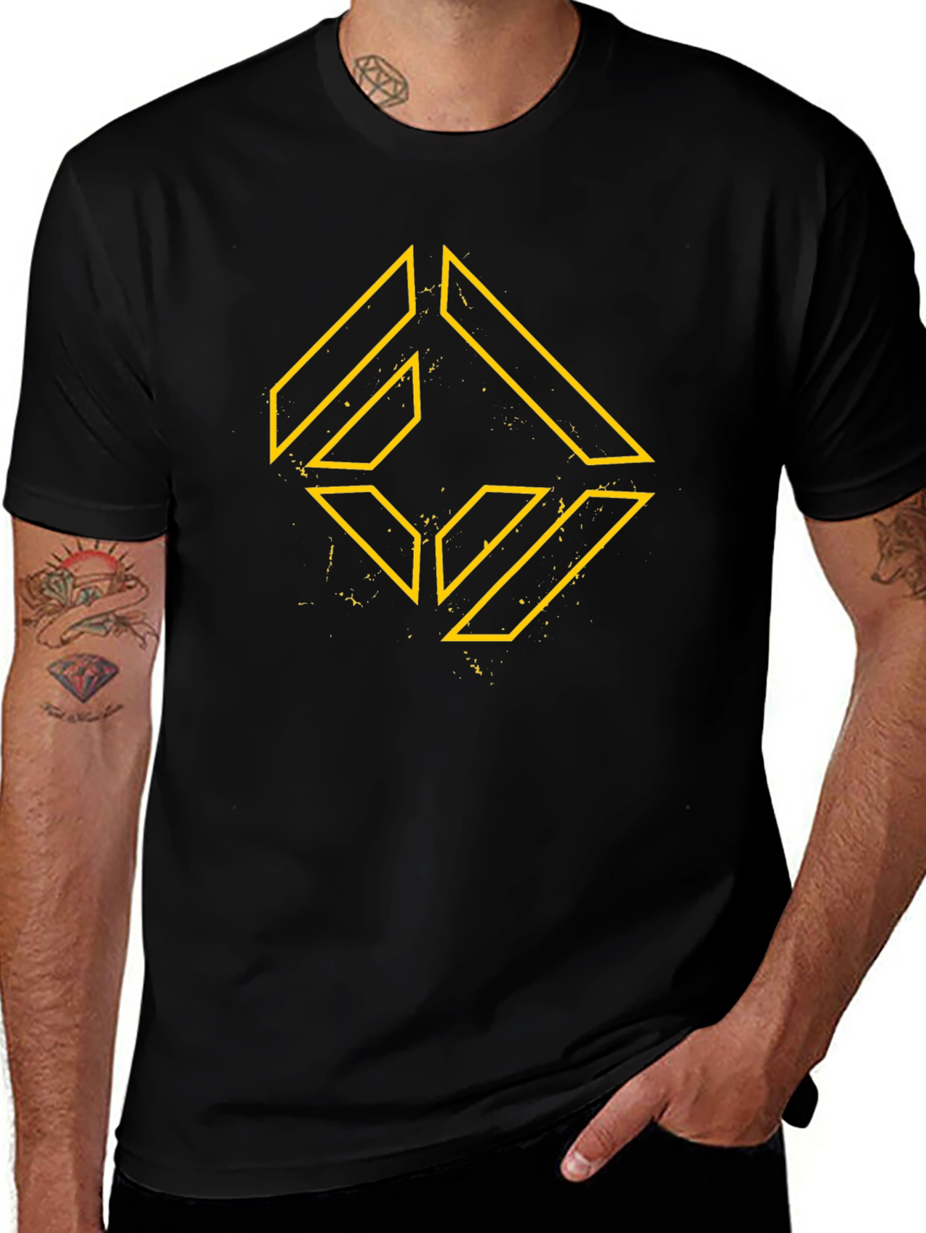 Geometric Graphic Black T-Shirt