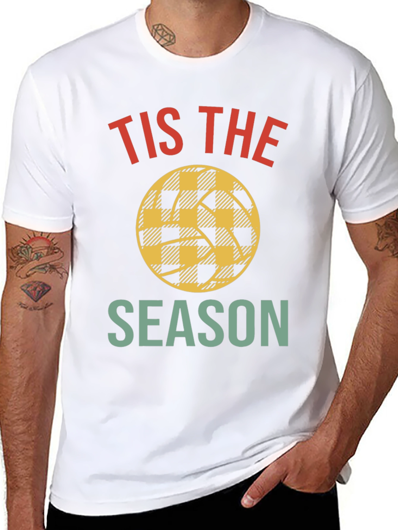 Tis The Season Basketball Plaid Tee