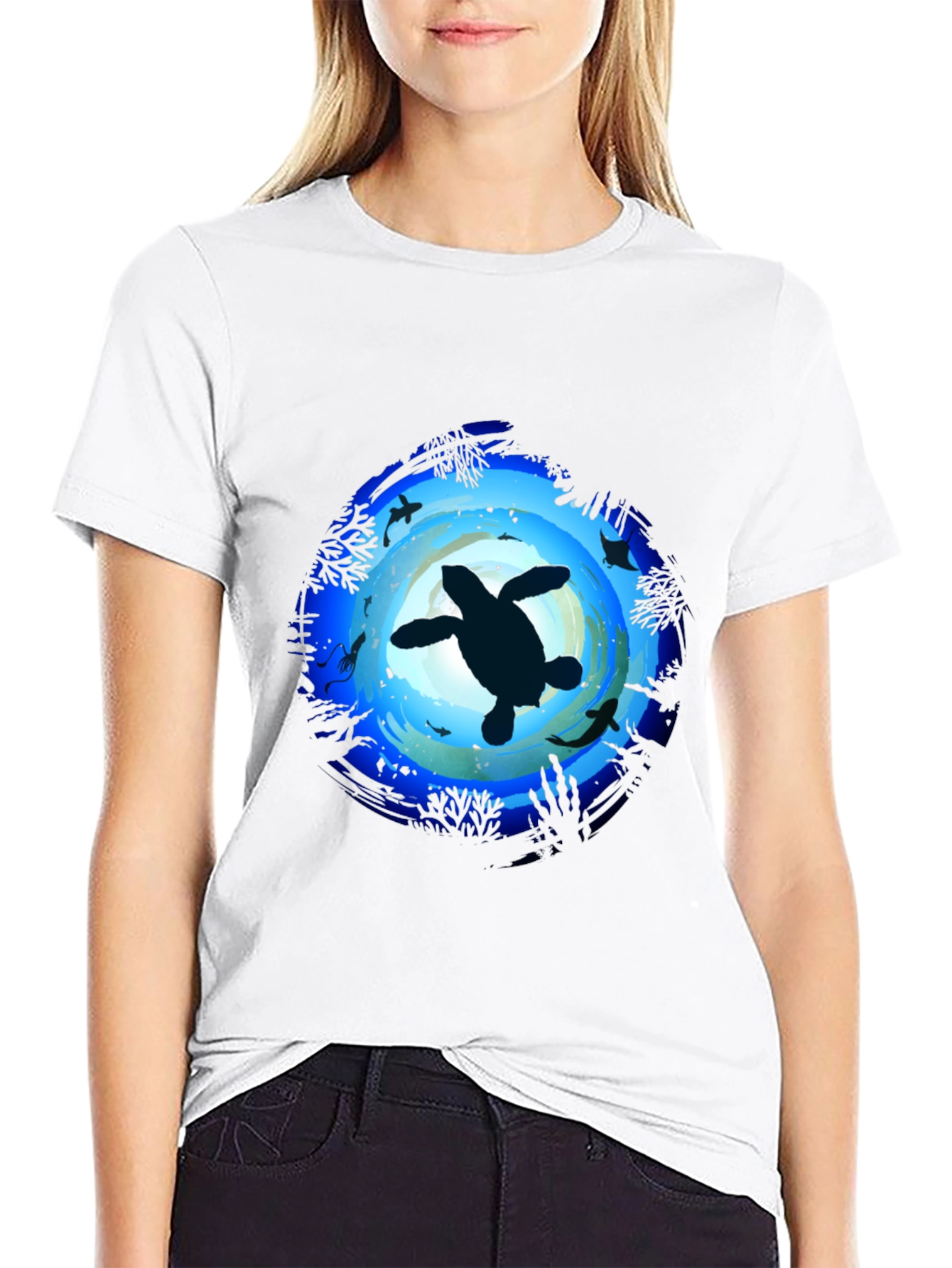 Ocean Turtle Graphic Tee - Mens Black T-Shirt