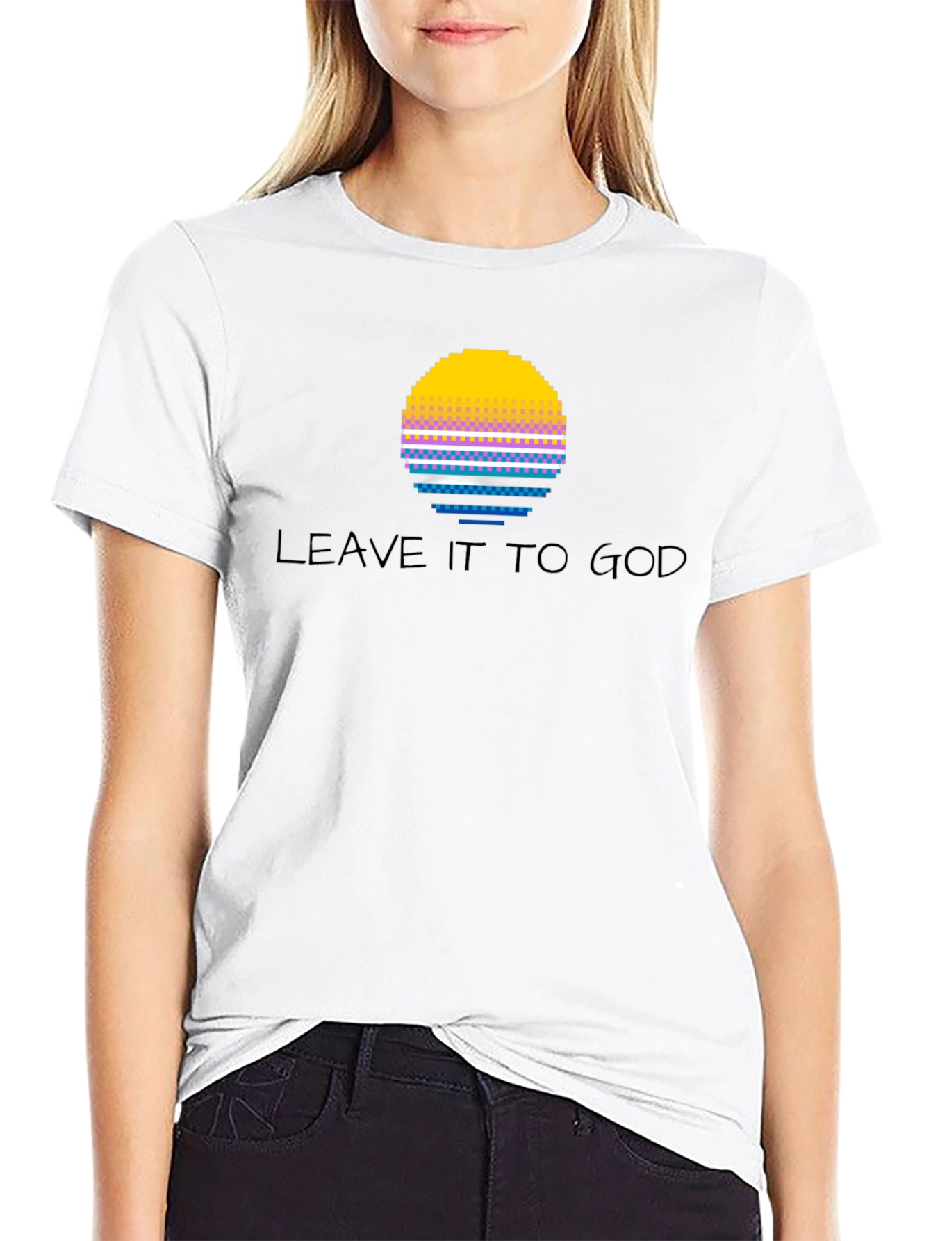 Leave it to God Pixel Sunset Graphic T-Shirt